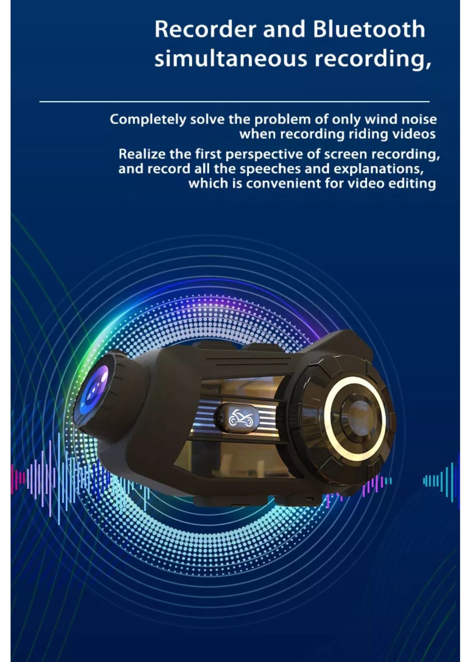 HE Products S3 Helm bluetooth intercom headset met 2K camerafunctie videorecorder van goede kwaliteit voor motorrijders