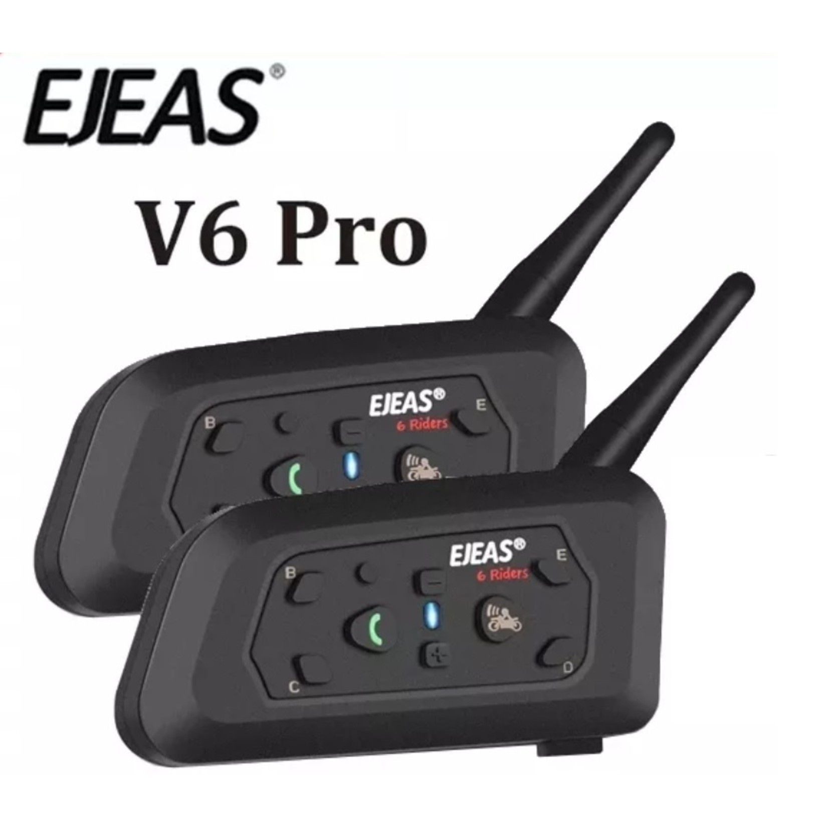 EJEAS Dubbele set EJEAS Waterproof V6 pro full duplex bluetooth helm intercom headset interphone voor motorfiets