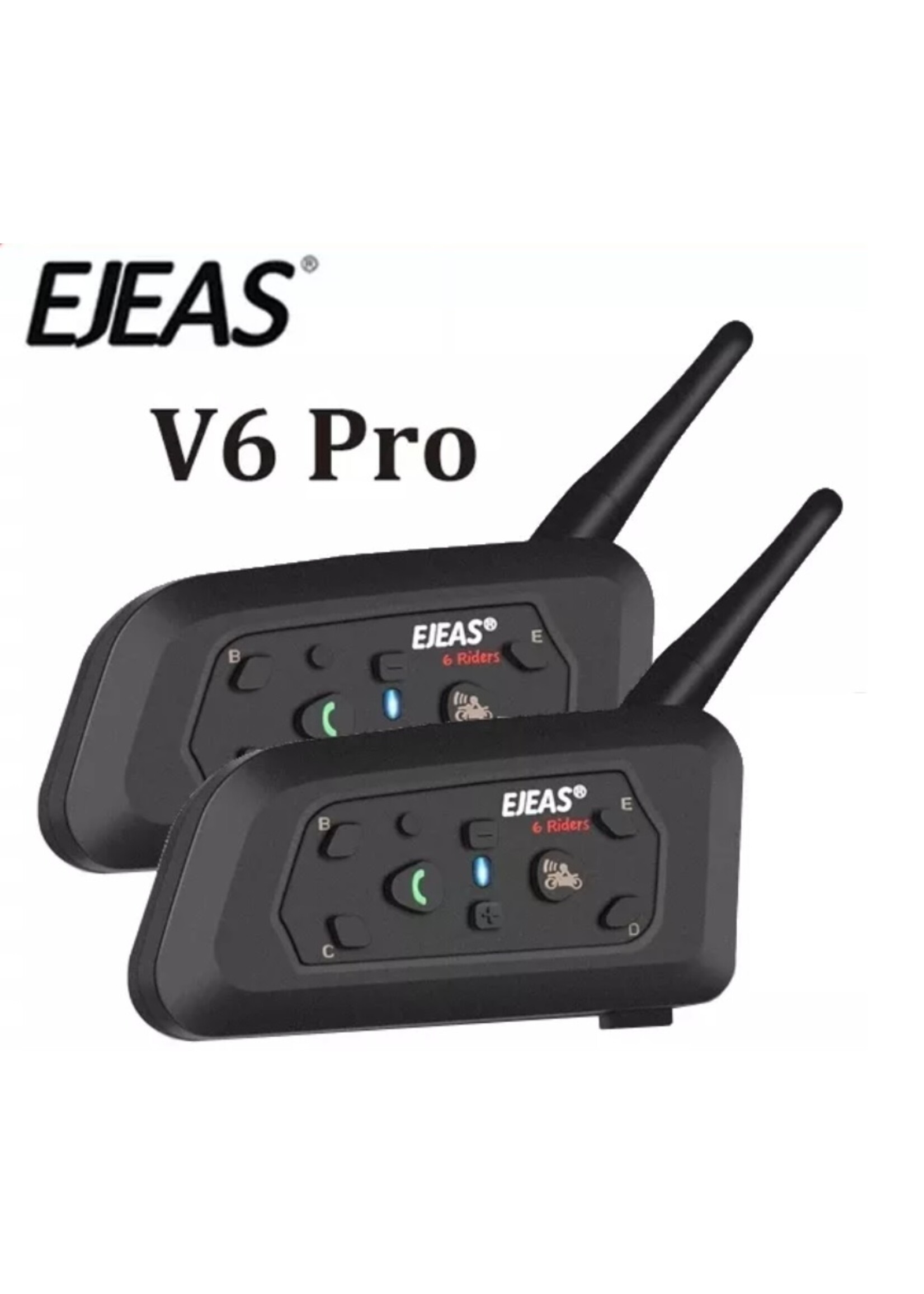 EJEAS Dubbele set EJEAS Waterproof V6 pro full duplex bluetooth helm intercom headset interphone voor motorfiets