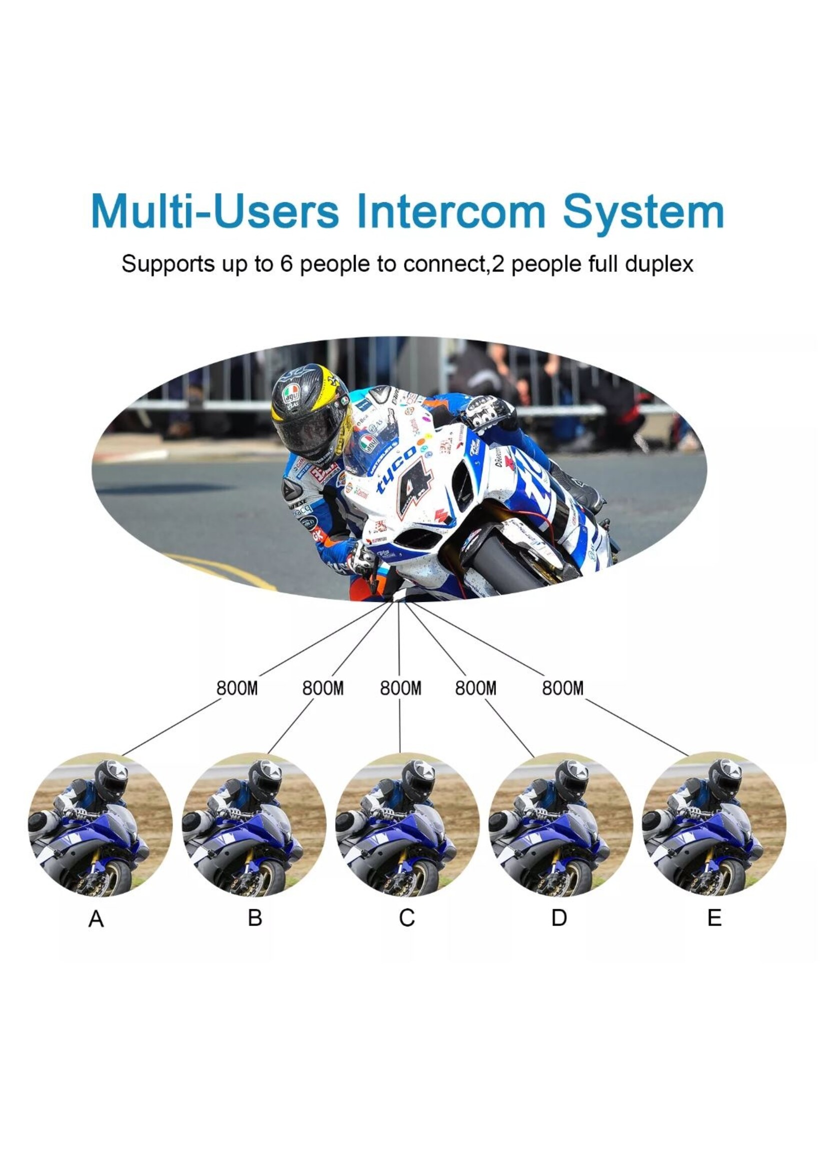 EJEAS Dubbele set EJEAS Waterproof V6 pro full duplex bluetooth helm intercom headset interphone voor motorfiets