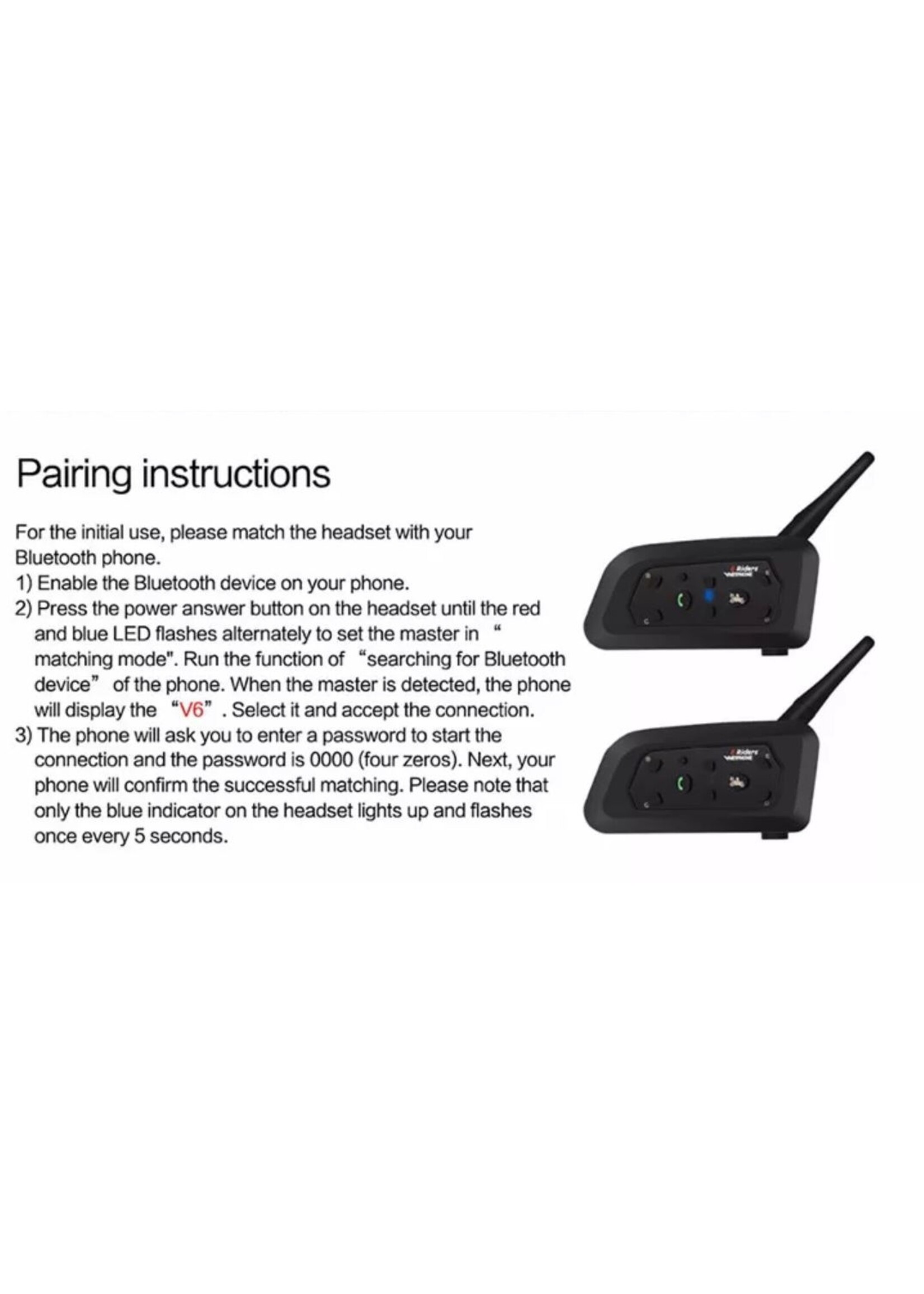 Vnetphone Dubbele Zet Vnetphone 1200 M Motorfiets Bluetooth Helm Intercom Voor 6 Rijders BT Draadloze Waterdichte Interphone Headsets MP3