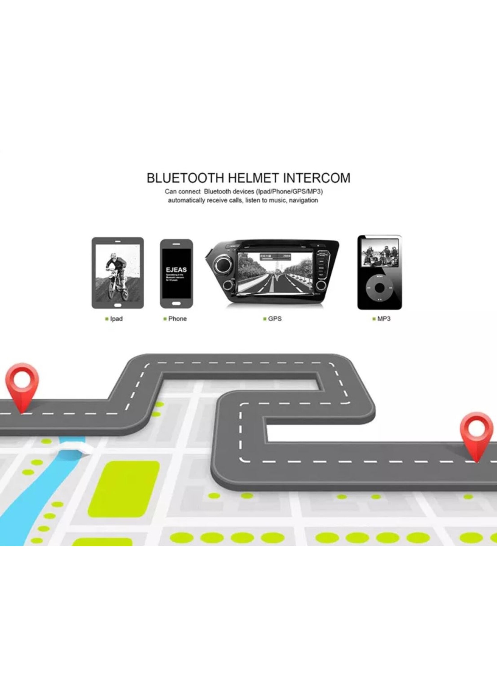 Eurofone Eurofone 6 Riders 1200M BT Bluetooth Interphone Motorhelm Intercom