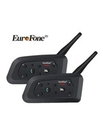 Eurofone Dubbele zet Eurofone 6 Riders 1200M BT Bluetooth Interphone Motorhelm Intercom