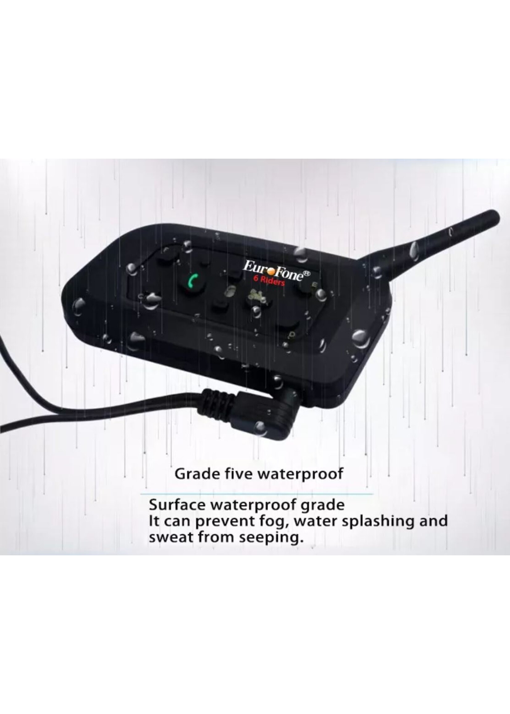 Eurofone Dubbele zet Eurofone 6 Riders 1200M BT Bluetooth Interphone Motorhelm Intercom