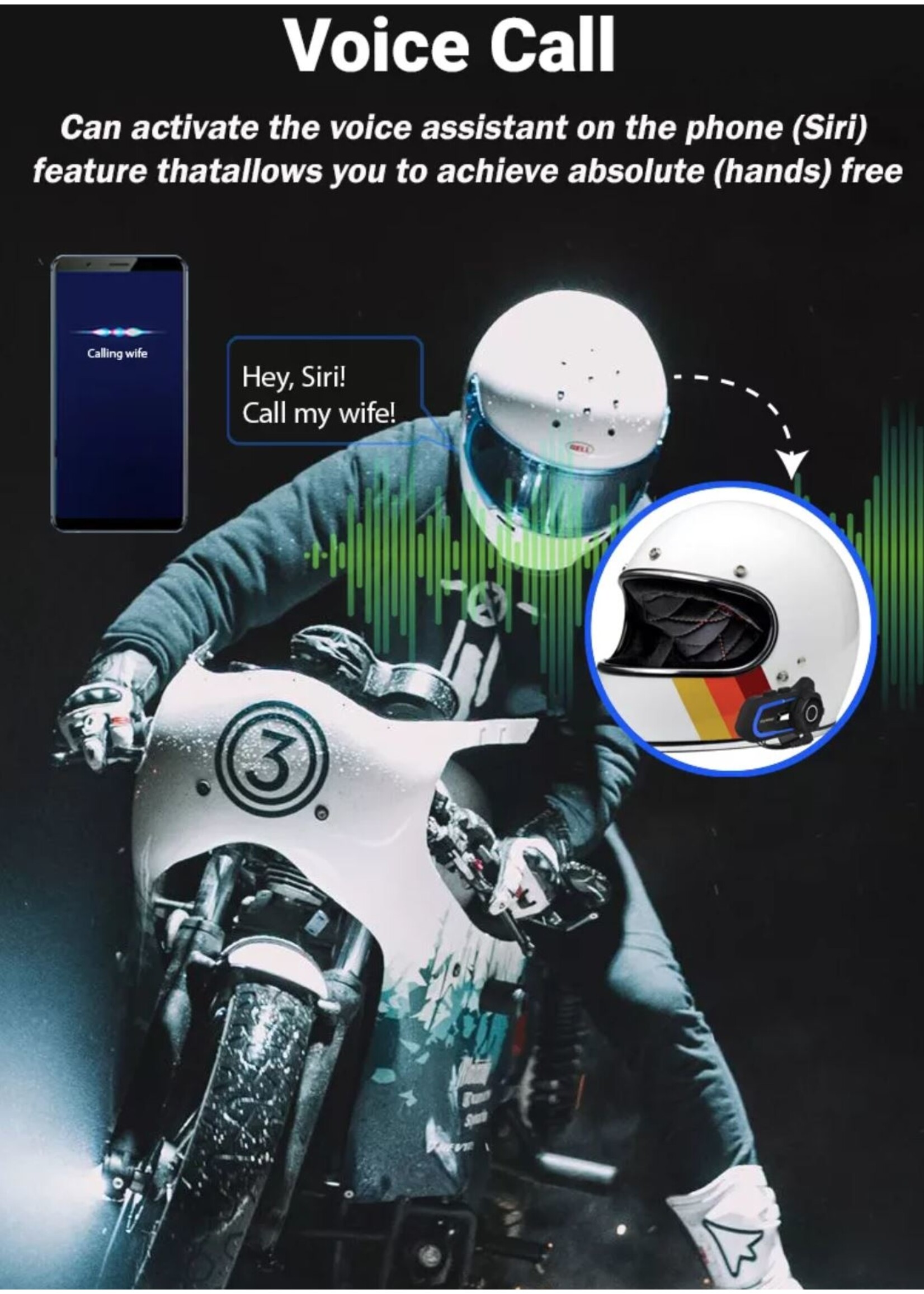HE Products EuroFone S2 Motorhelm Headset Bluetooth 5.1 1000M 2 Riders Intercom FM Radio Universele Koppeling Met Andere Merken Headset – Verschillende kleuren.
