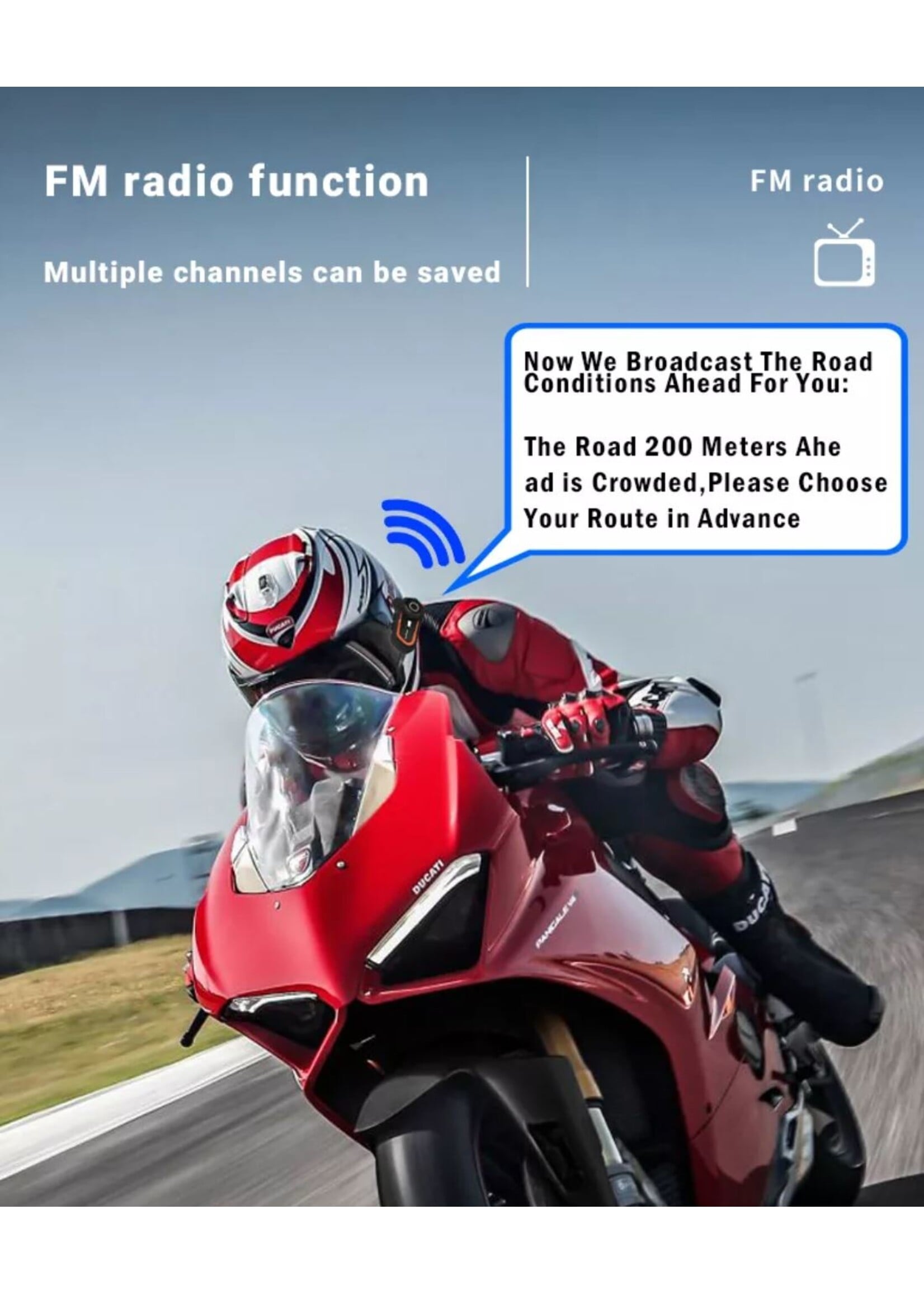HE Products EuroFone S2 Motorhelm Headset Bluetooth 5.1 1000M 2 Riders Intercom FM Radio Universele Koppeling Met Andere Merken Headset – Verschillende kleuren.