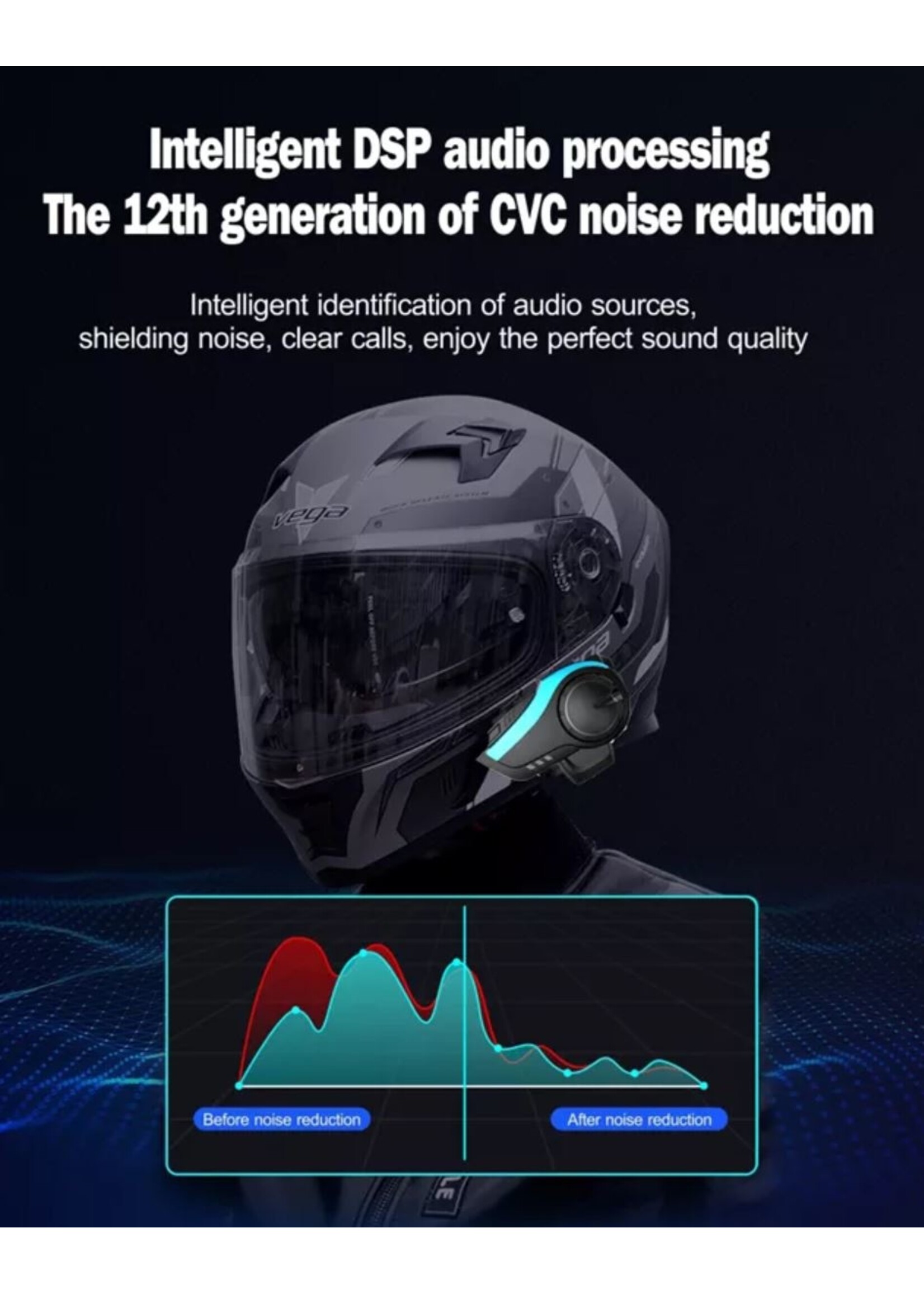 HE Products Intercom voor helm Motoraccessoires muziek delen Full Duplex 6 rijders 2000 meter Intercom-headset voor rijders