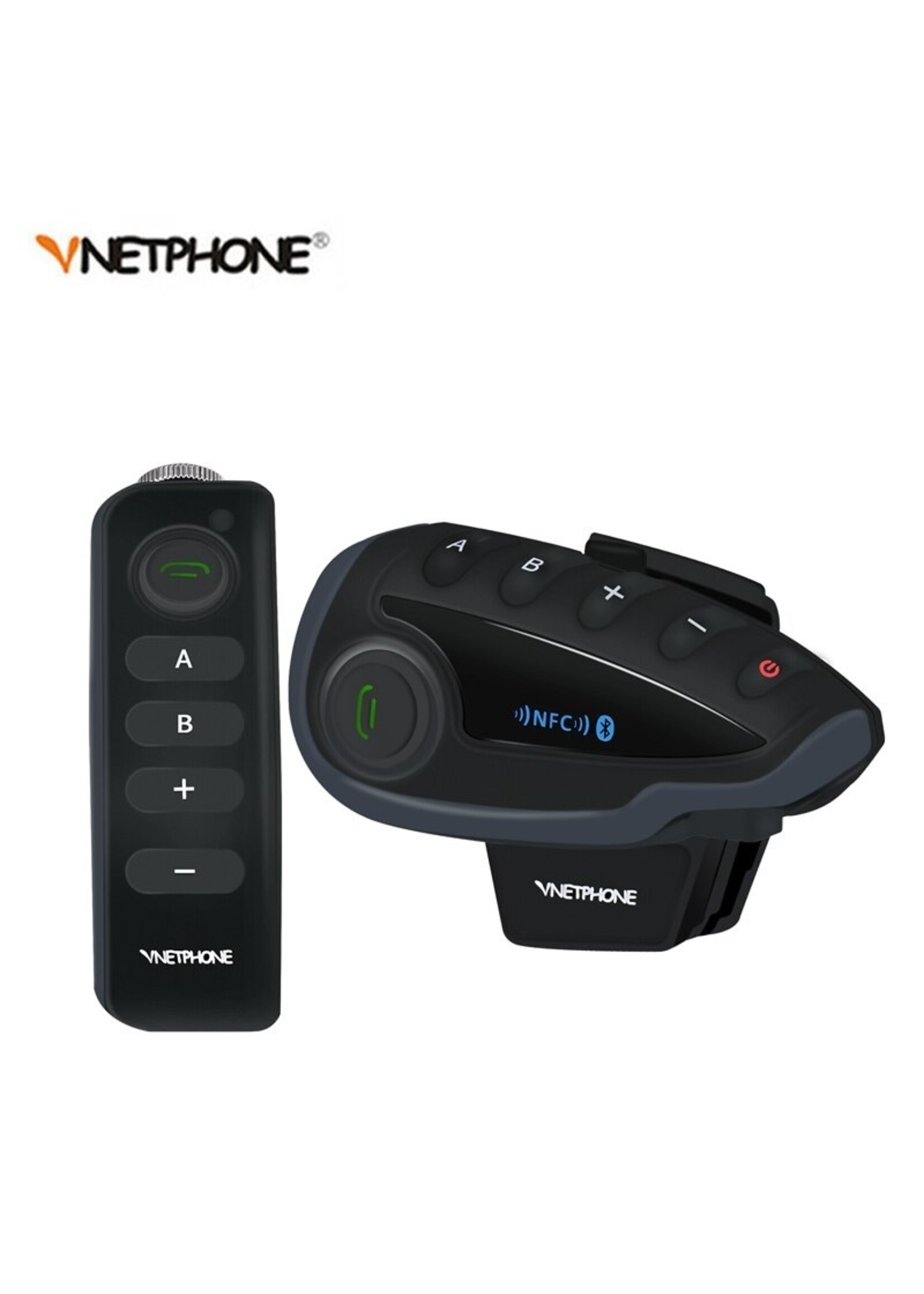 Vnetphone Vnetphone V8 1200M Bluetooth Intercom Motorhelm Interphone Headset NFC Afstandsbediening Full Duplex + FM