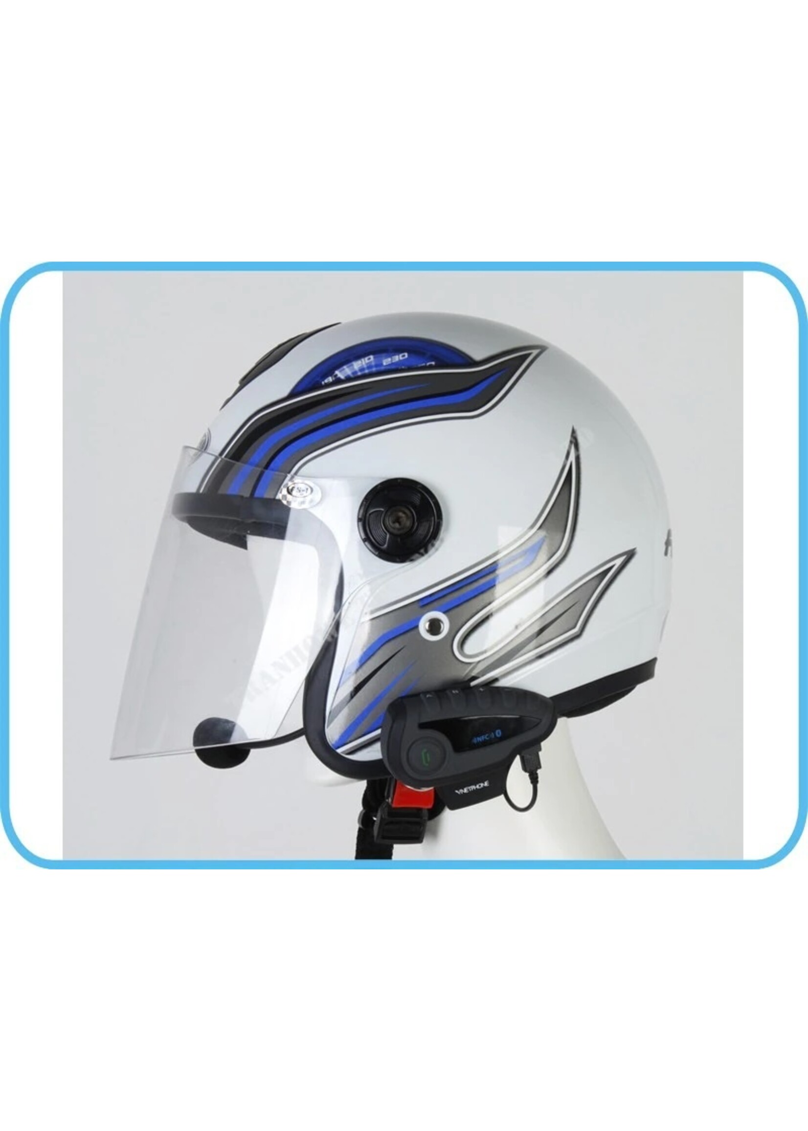 Vnetphone Vnetphone V8 1200M Bluetooth Intercom Motorhelm Interphone Headset NFC Afstandsbediening Full Duplex + FM