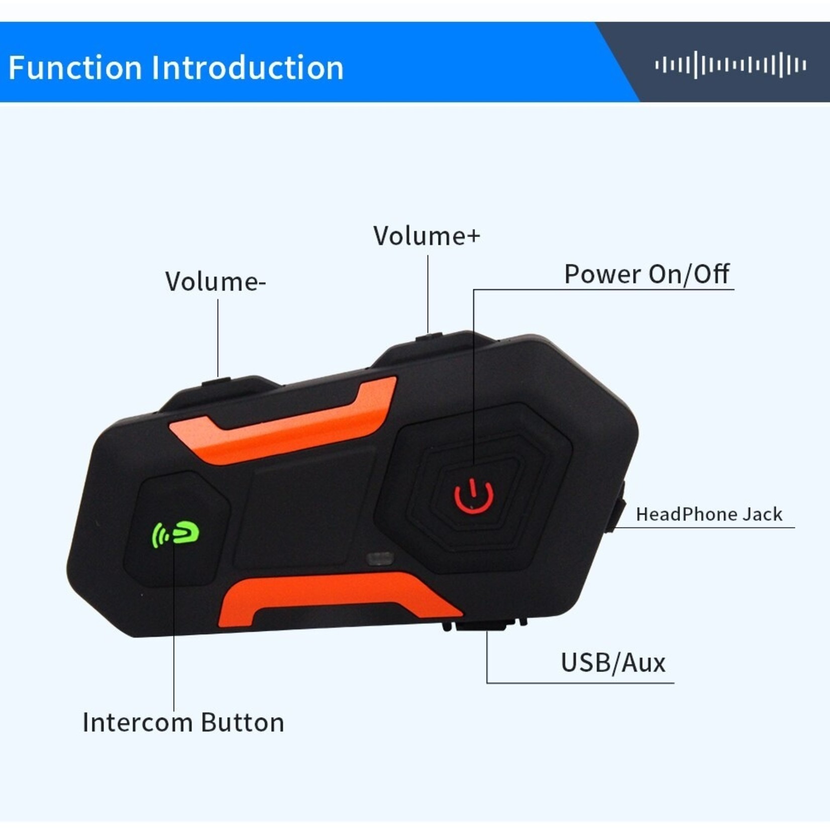 Eurofone V3 Plus Helmet Motorhelm BT Intercom Headset