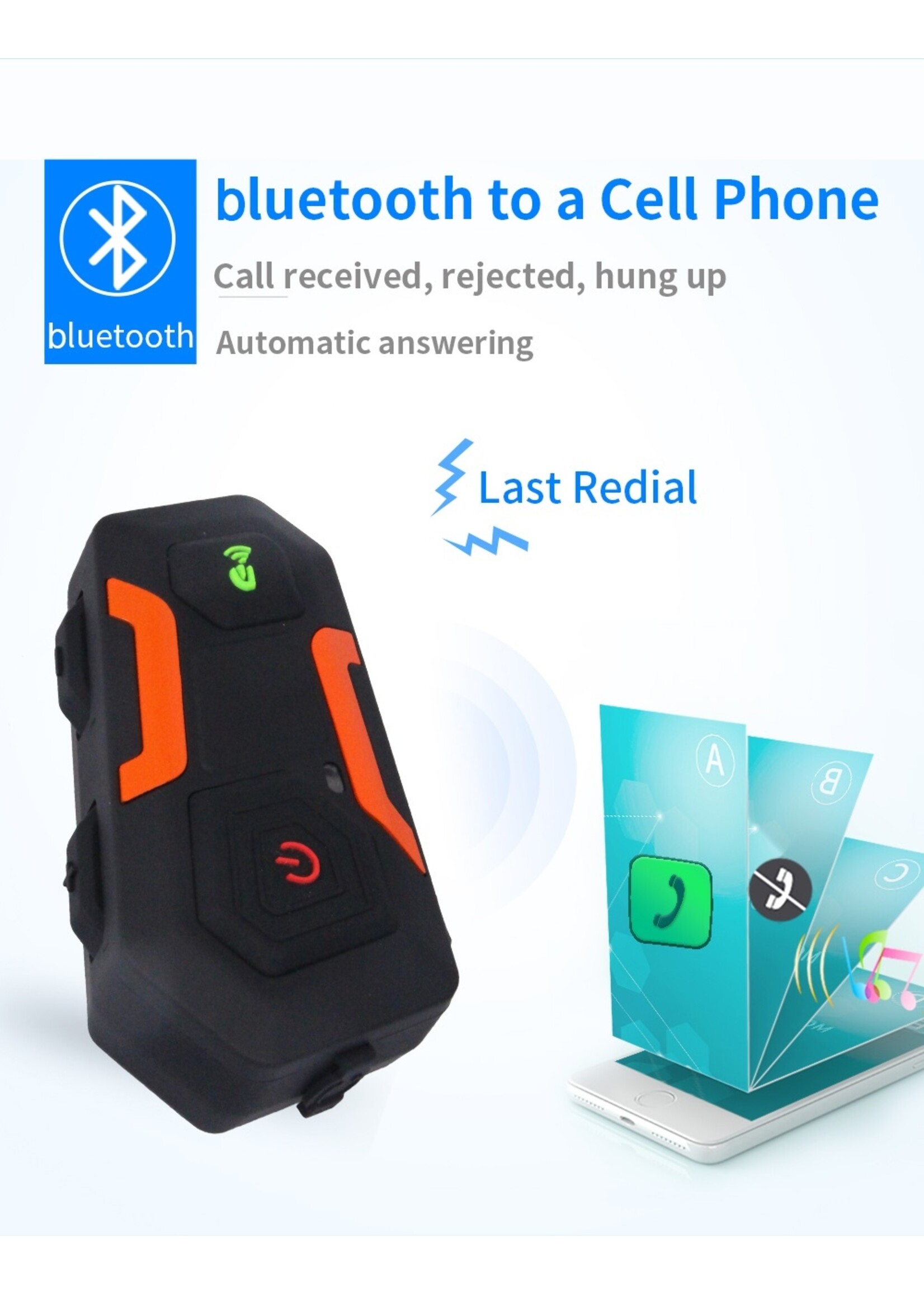 Eurofone EUROFONE V10 2500M Motorcycle Helmet Bluetooth Intercom Headset Met FM Radio