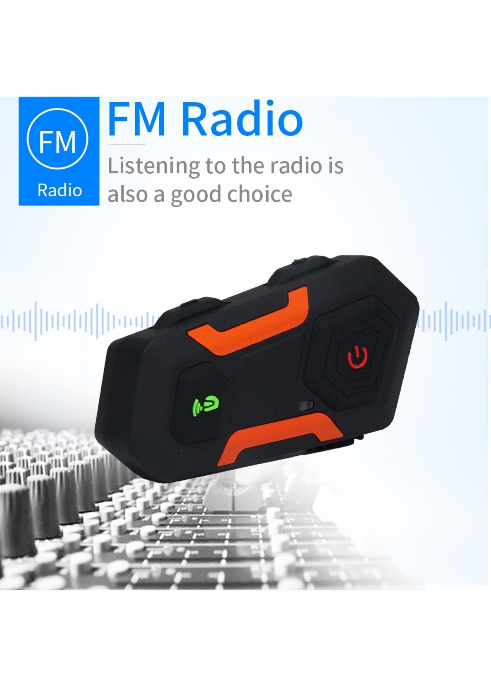 Eurofone EUROFONE V10 2500M Motorcycle Helmet Bluetooth Intercom Headset Met FM Radio