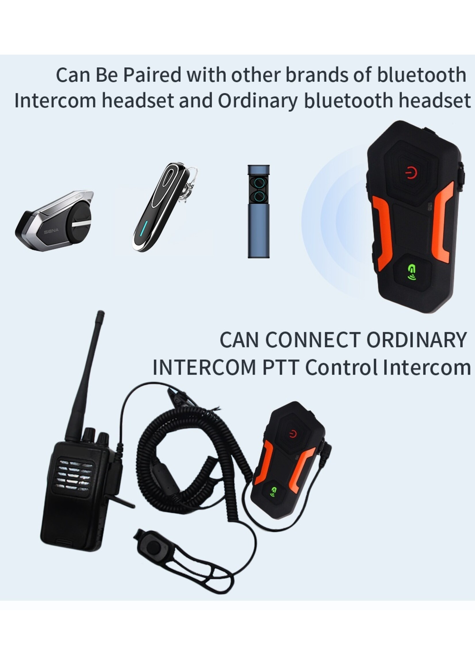 Eurofone EUROFONE V10 2500M Motorcycle Helmet Bluetooth Intercom Headset Met FM Radio