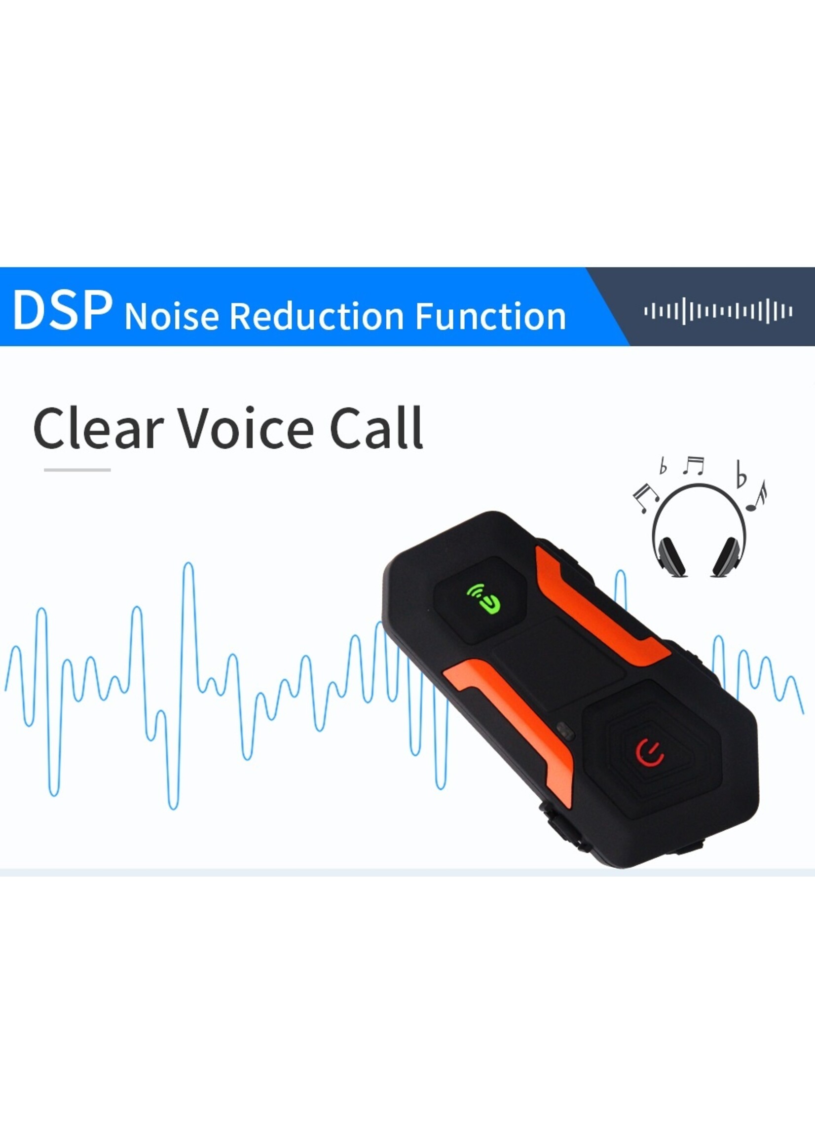 Eurofone EUROFONE V10 2500M Motorcycle Helmet Bluetooth Intercom Headset Met FM Radio