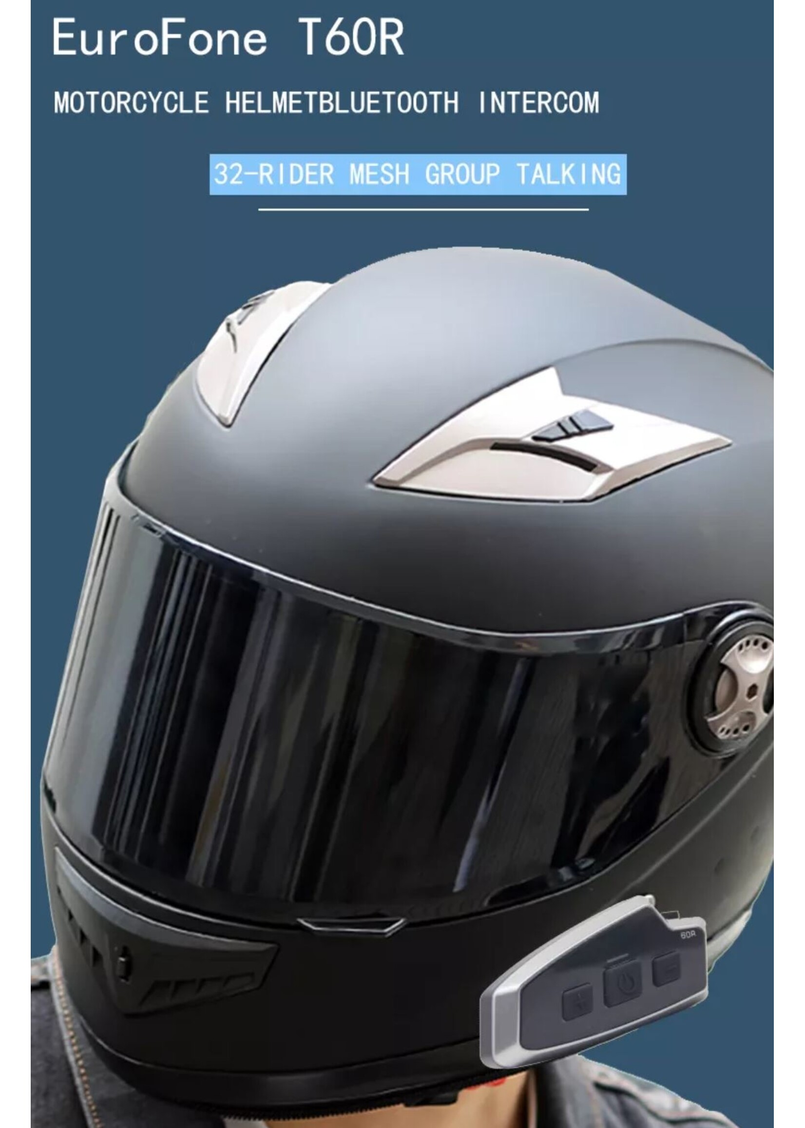 Eurofone Intercom voor helm, Motoraccessoires muziek delen Full Duplex MESH Intercom-headset voor Motorrijders