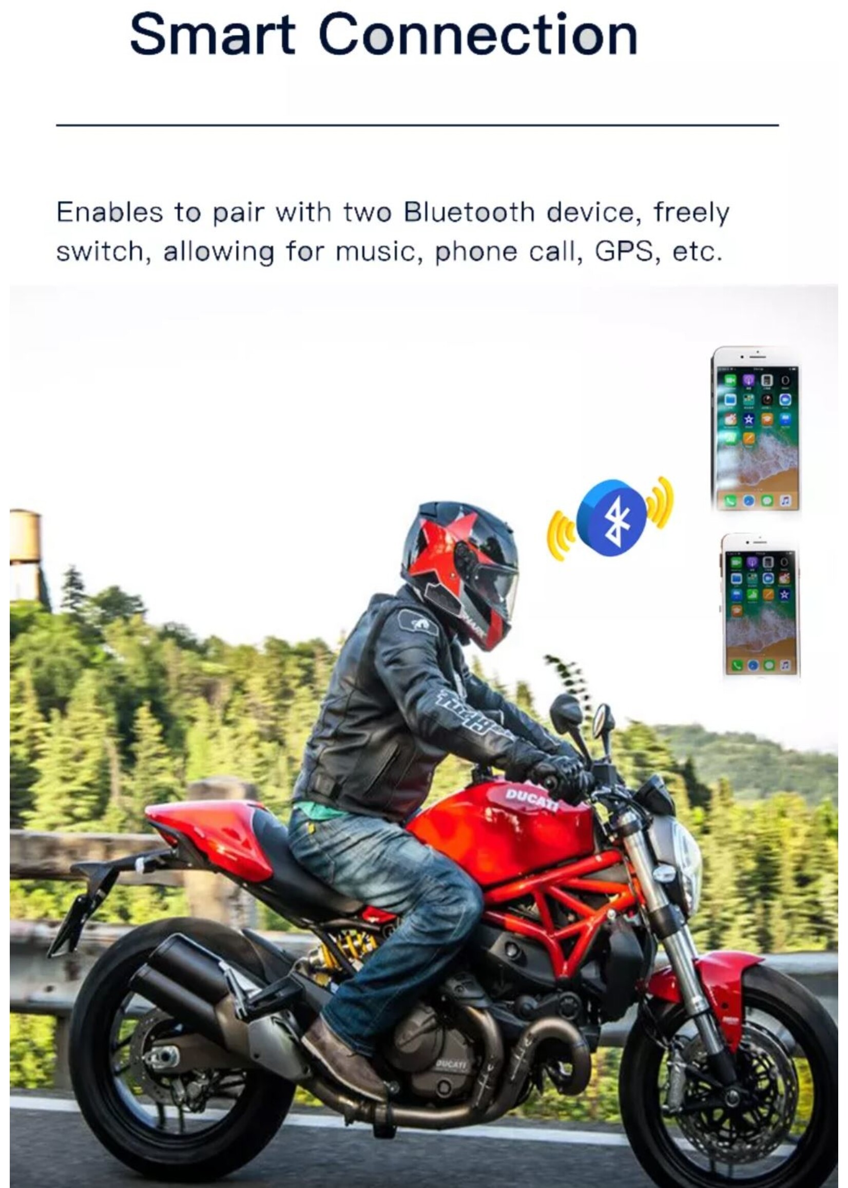 Eurofone Intercom voor helm, Motoraccessoires muziek delen Full Duplex MESH Intercom-headset voor Motorrijders