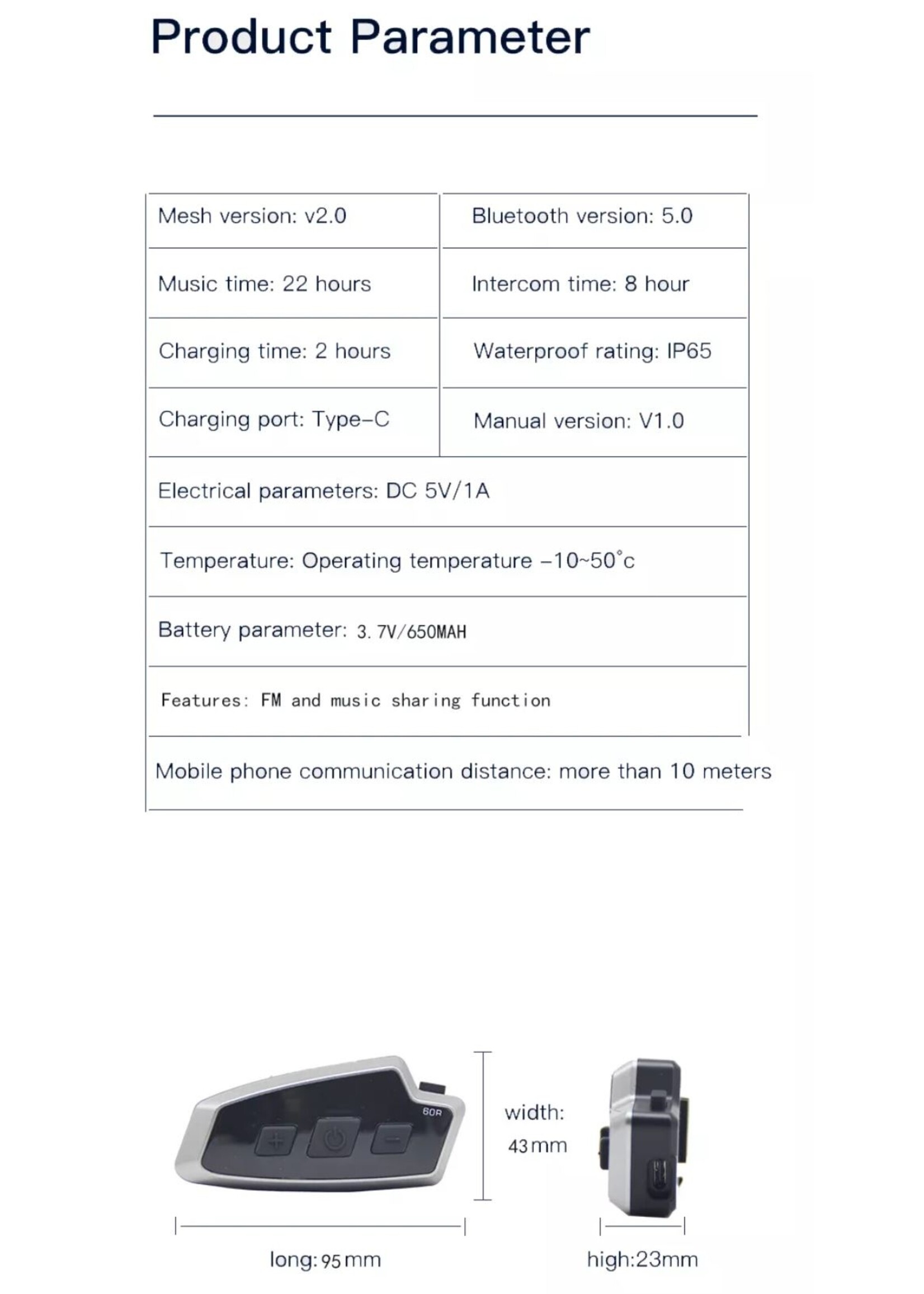 Eurofone Intercom voor helm, Motoraccessoires muziek delen Full Duplex MESH Intercom-headset voor Motorrijders