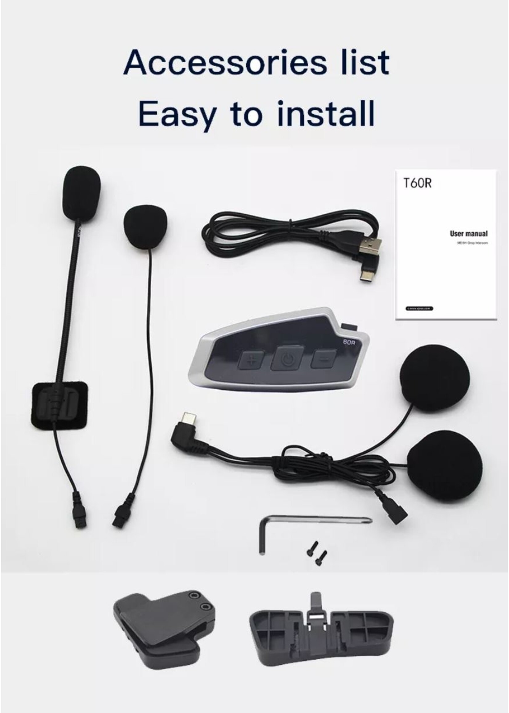 Eurofone Intercom voor helm, Motoraccessoires muziek delen Full Duplex MESH Intercom-headset voor Motorrijders