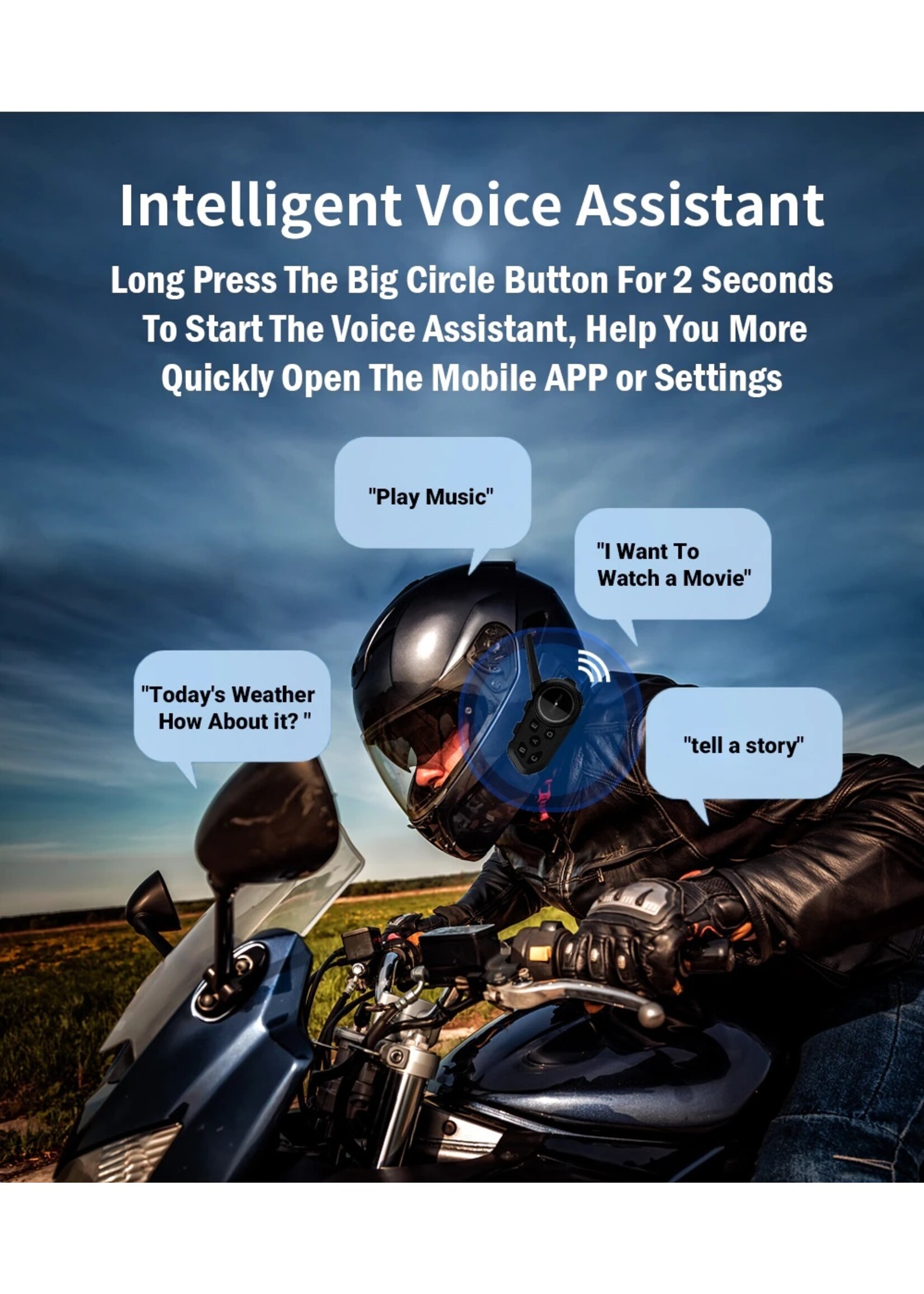 Eurofone Eurofone 6 Riders 1200m BT Bluetooth Interphone Motorhelm Intercom