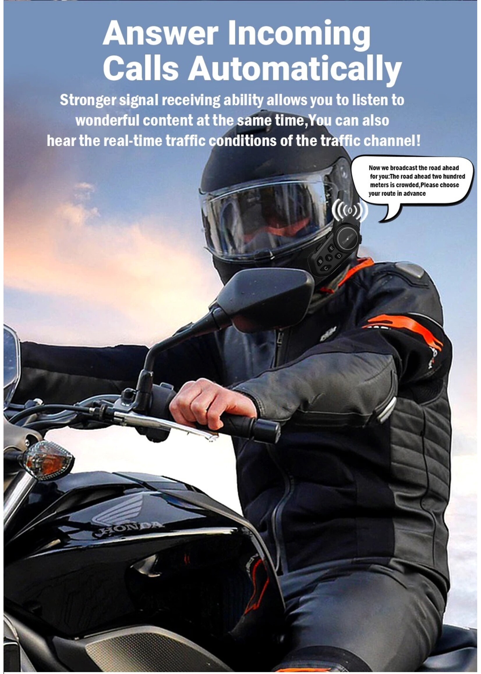 Eurofone Eurofone 6 Riders 1200m BT Bluetooth Interphone Motorhelm Intercom