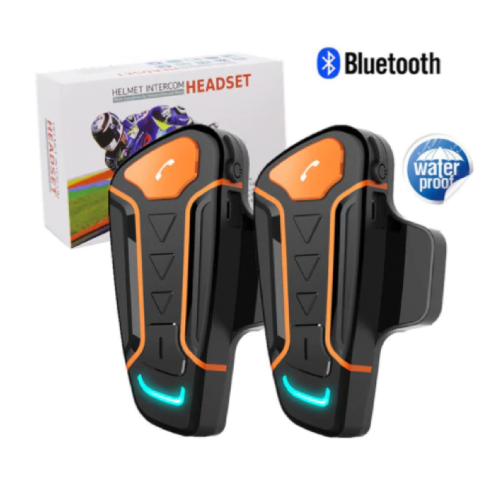 HE Products Dubbele zet WT003 Bluetooth-communicatiesysteem voor motorfietsen.