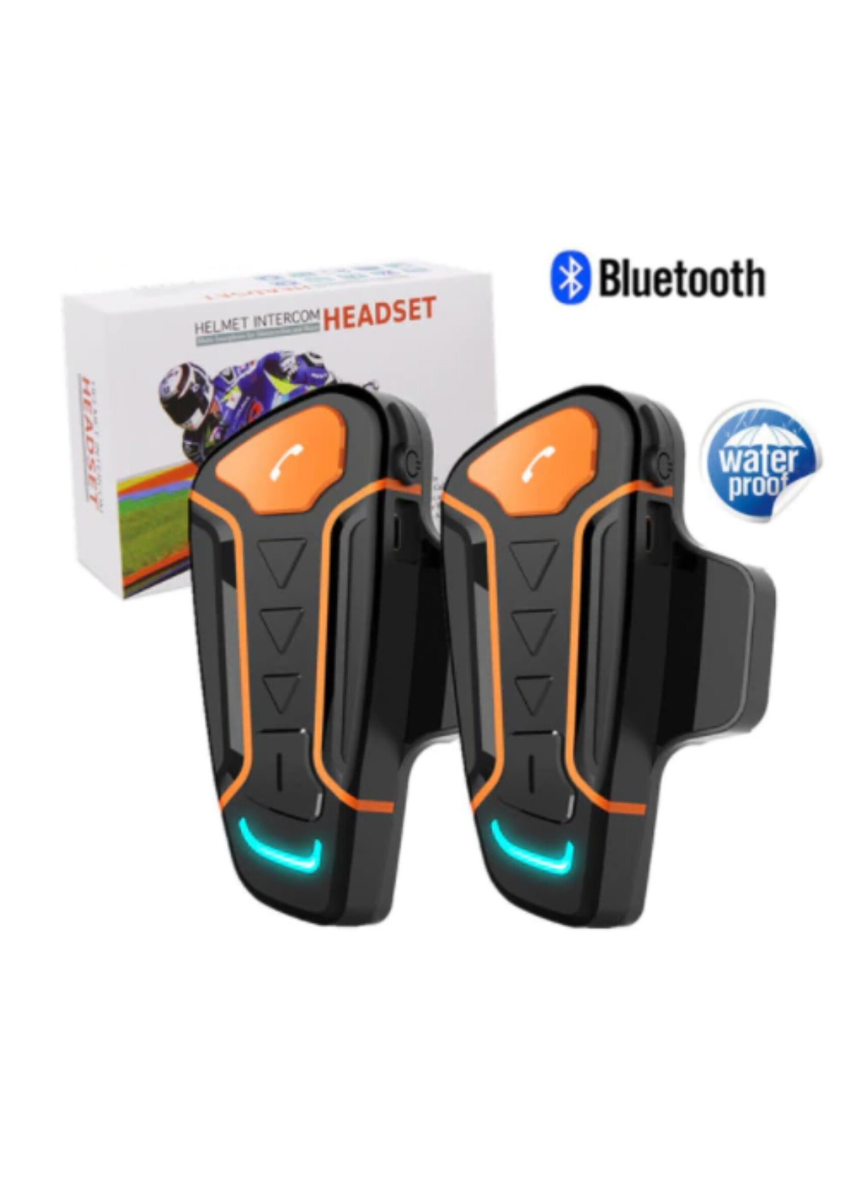 HE Products Dubbele zet WT003 Bluetooth-communicatiesysteem voor motorfietsen.