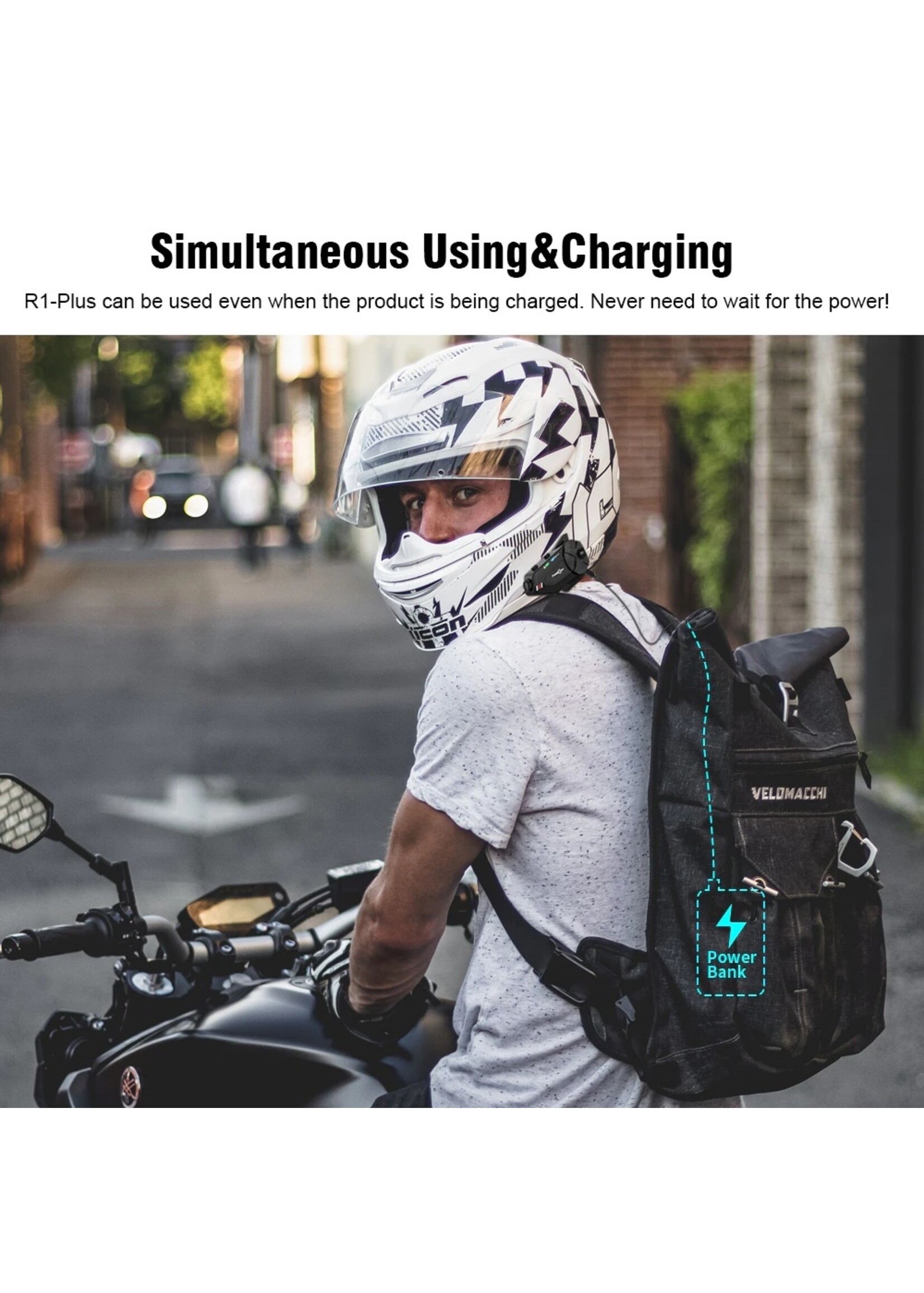 Freedconn FreedConn R1 plus Motorfiets Bluetooth Headset Waterdicht 1080P HD Video Helm Wifi Recorder Moto Camera 6 Riders Intercom + FM Radio