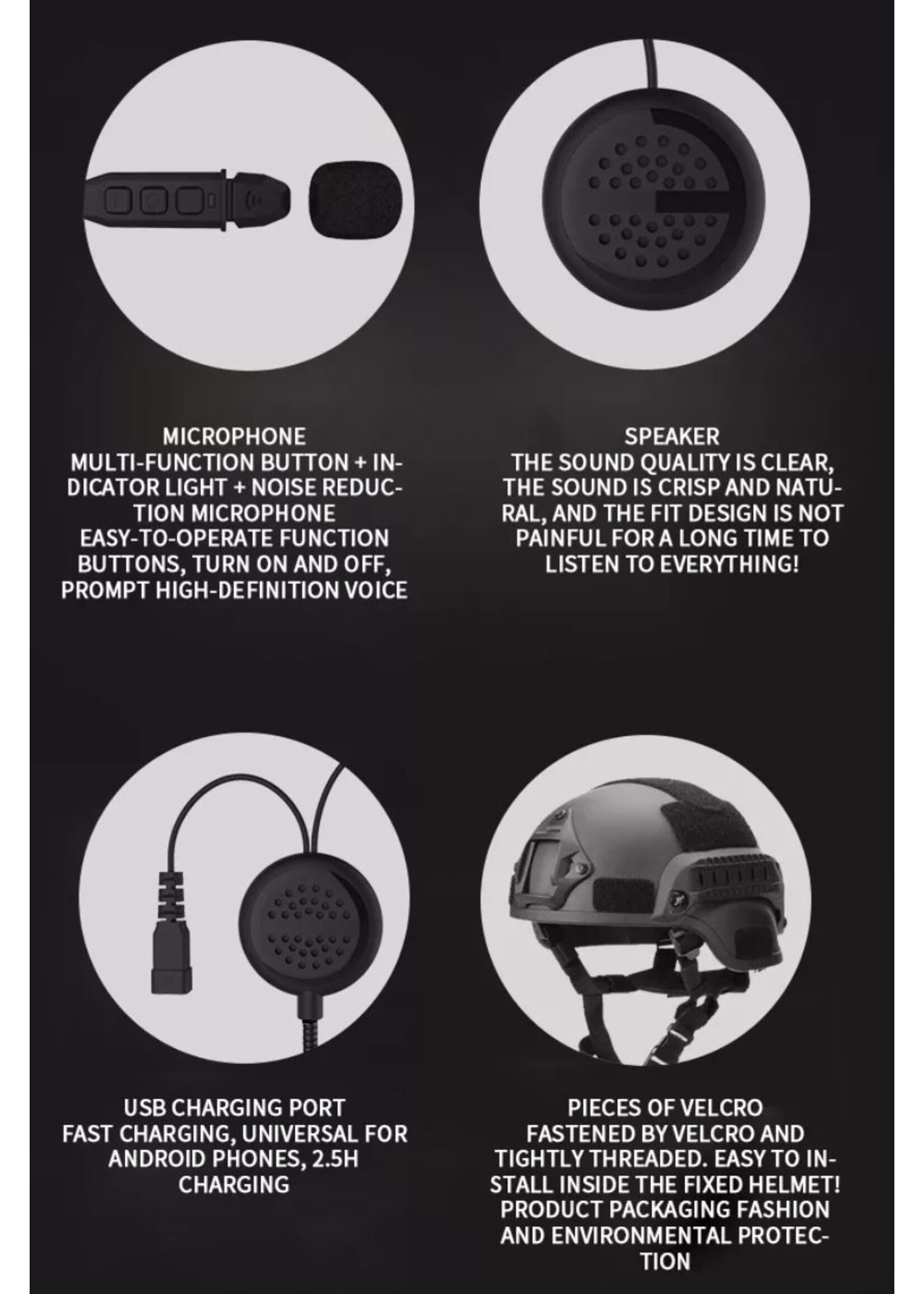 HE Products Motorhelm rijden Handsfree hoofdtelefoon bluetooth-headset