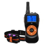 HE Products Hondentrainingshalsband met 300m afstandsbediening, elektronische halsband met piep-, vibratie-, schok-, licht- en toetsenbordvergrendelingsmodus, waterdichte elektrische halsbandset voor kleine middelgrote grote honden