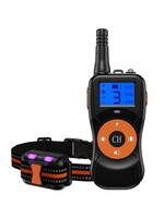 HE Products Hondentrainingshalsband met 300m afstandsbediening, elektronische halsband met piep-, vibratie-, schok-, licht- en toetsenbordvergrendelingsmodus, waterdichte elektrische halsbandset voor kleine middelgrote grote honden