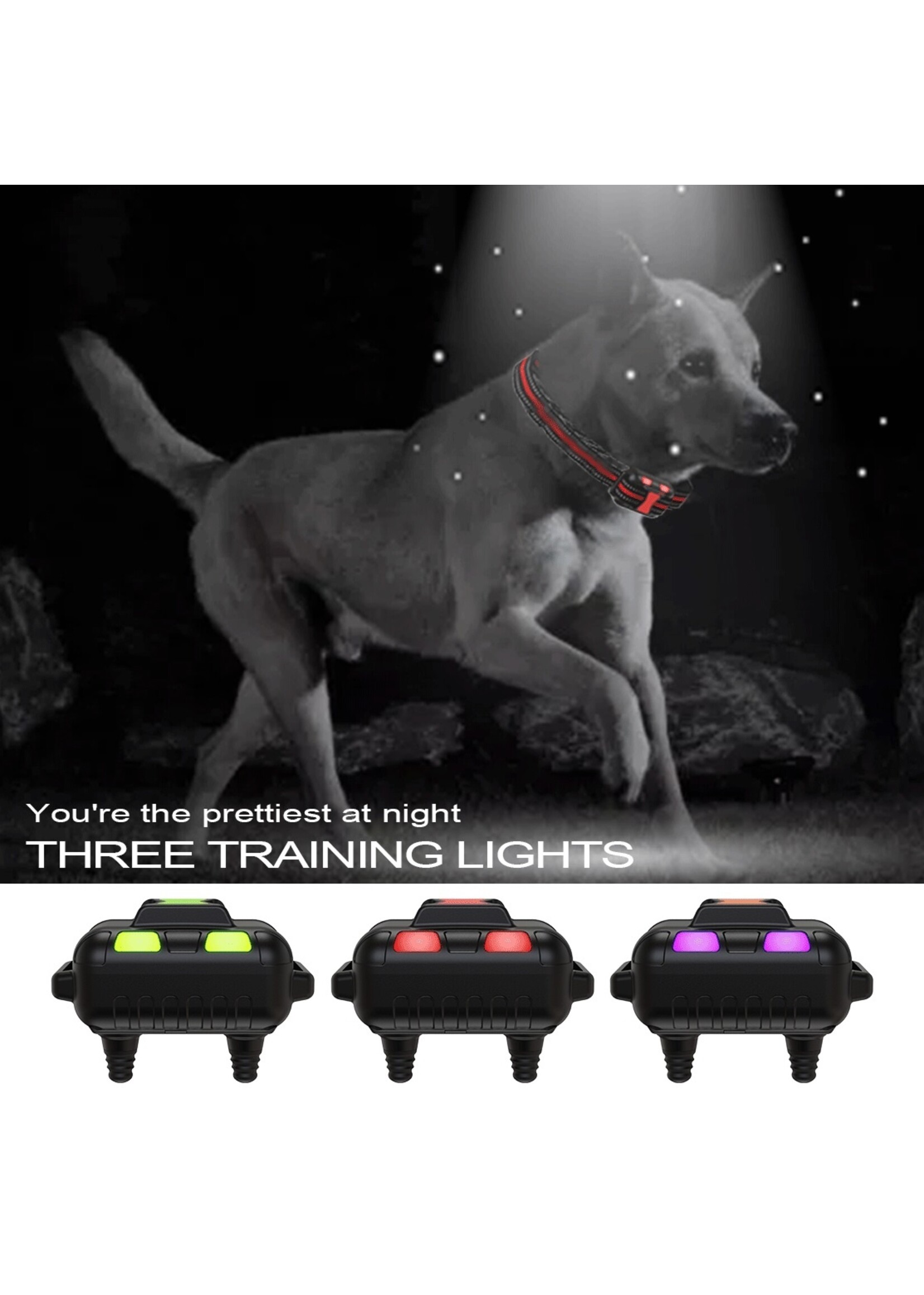 HE Products Voor 2 Honden, Hondentrainingshalsband met 300m afstandsbediening, elektronische halsband met piep-, vibratie-, schok-, licht- en toetsenbordvergrendelingsmodus, waterdichte elektrische halsbandset voor kleine middelgrote grote honden