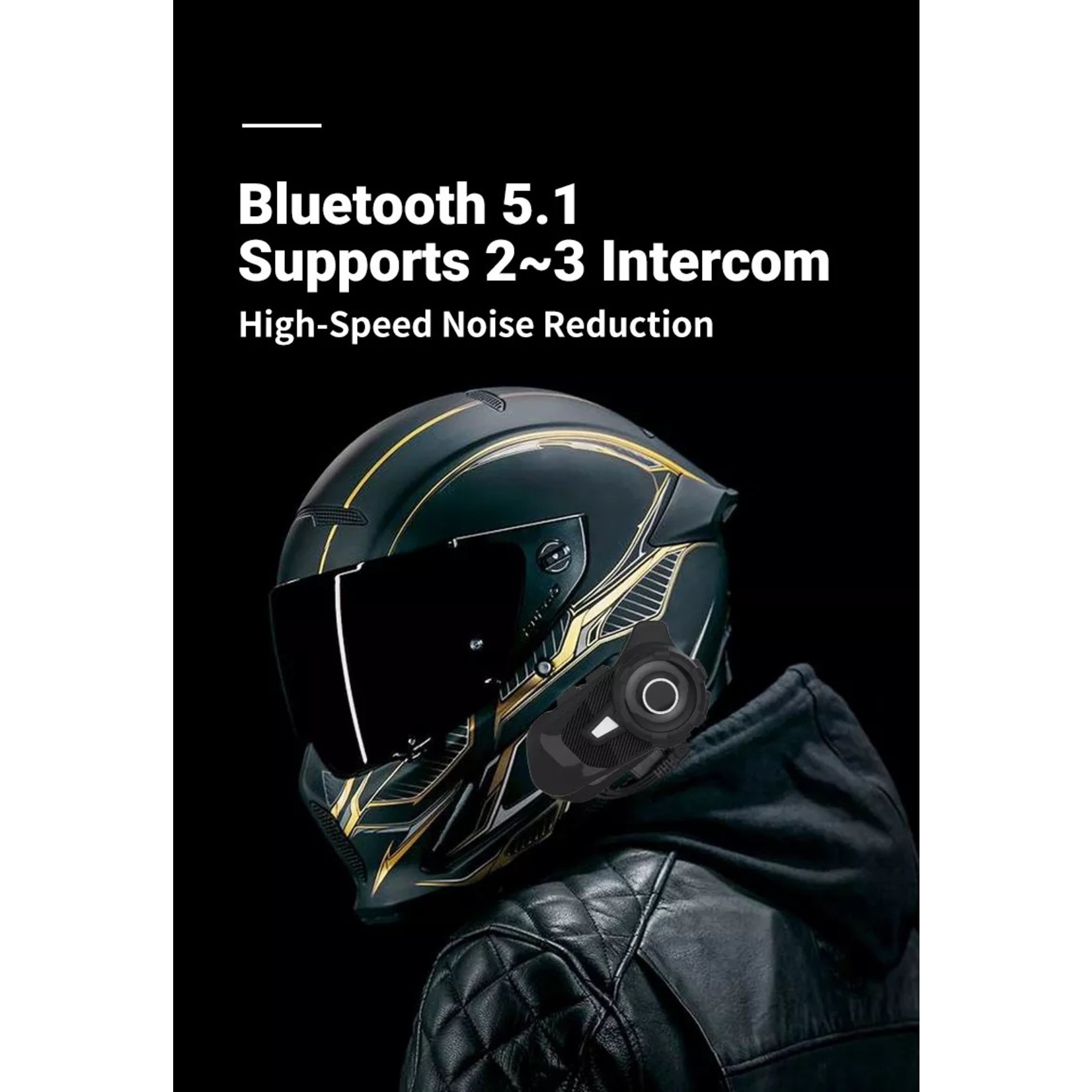 HE Products S2 Motorhelm Headset Bluetooth 5.1 1000M 2 Riders Intercom FM Radio Universele Koppeling Met Andere Merken Headset