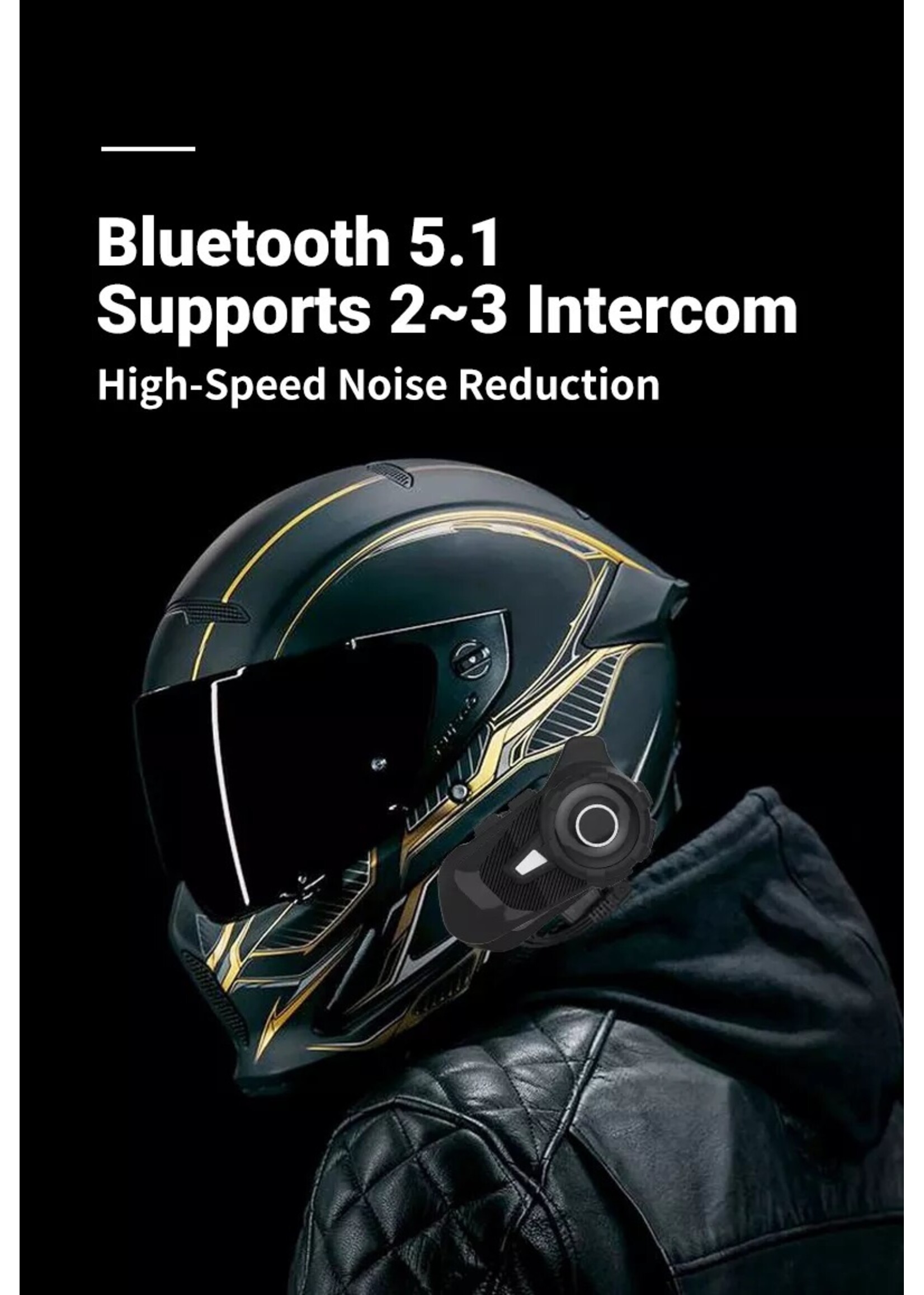 HE Products S2 Motorhelm Headset Bluetooth 5.1 1000M 2 Riders Intercom FM Radio Universele Koppeling Met Andere Merken Headset