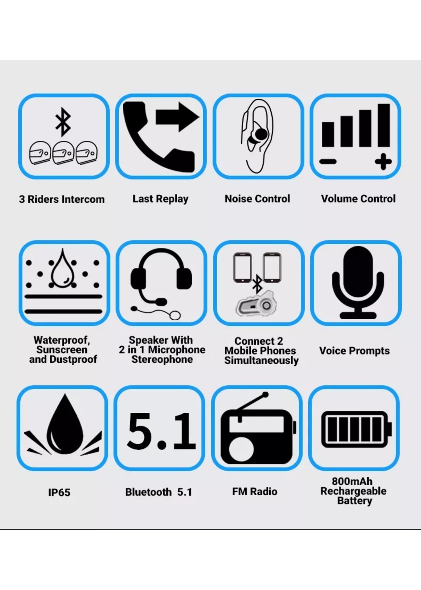 HE Products S2 Motorhelm Headset Bluetooth 5.1 1000M 2 Riders Intercom FM Radio Universele Koppeling Met Andere Merken Headset