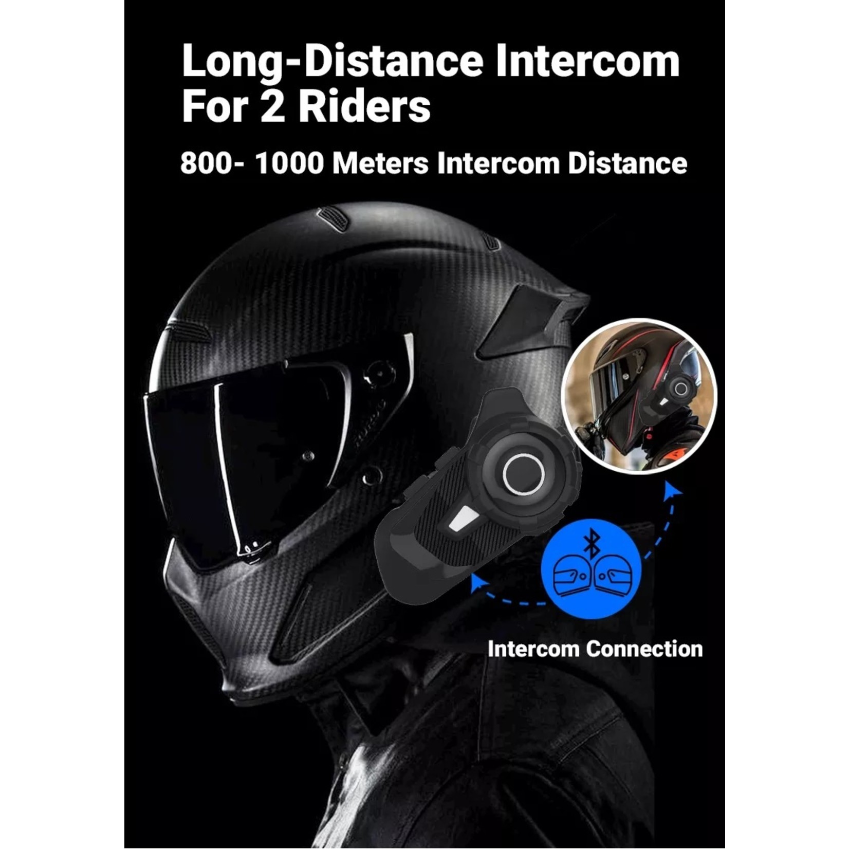 HE Products S2 Motorhelm Headset Bluetooth 5.1 1000M 2 Riders Intercom FM Radio Universele Koppeling Met Andere Merken Headset