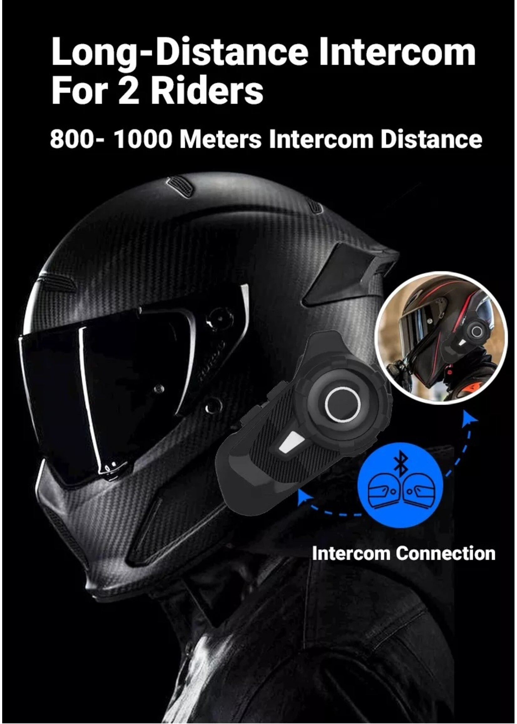 HE Products S2 Motorhelm Headset Bluetooth 5.1 1000M 2 Riders Intercom FM Radio Universele Koppeling Met Andere Merken Headset
