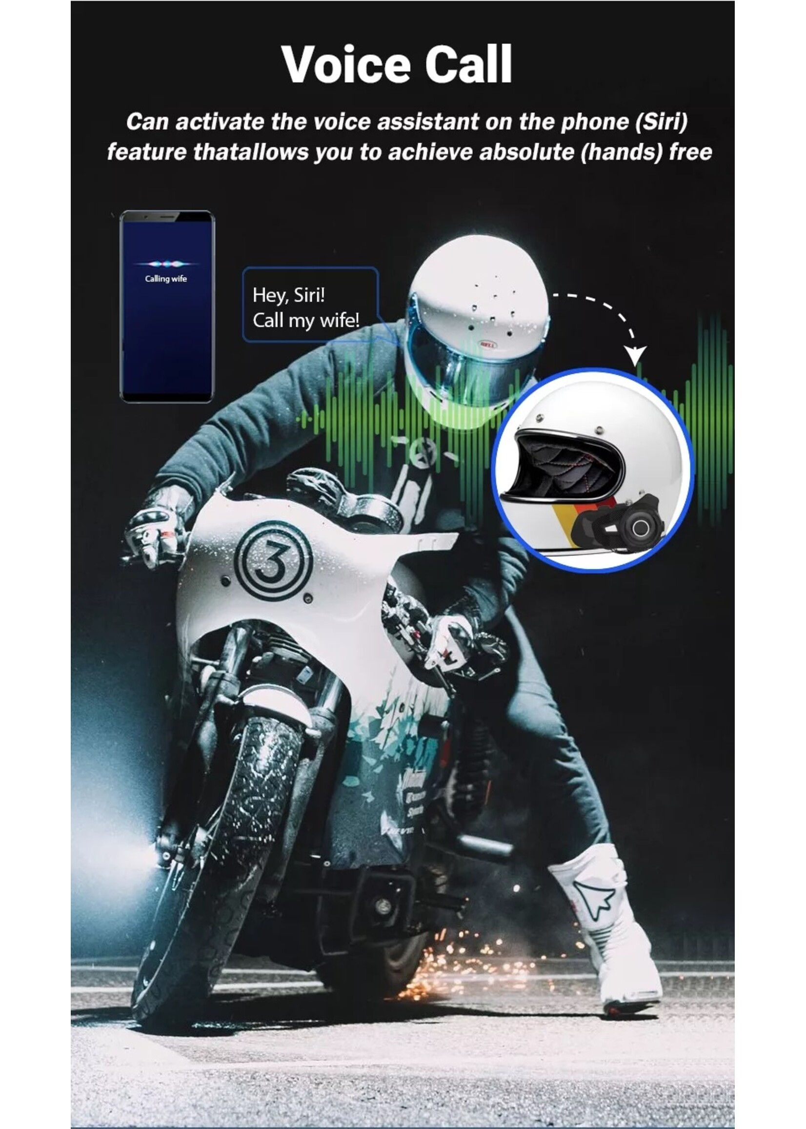 HE Products S2 Motorhelm Headset Bluetooth 5.1 1000M 2 Riders Intercom FM Radio Universele Koppeling Met Andere Merken Headset
