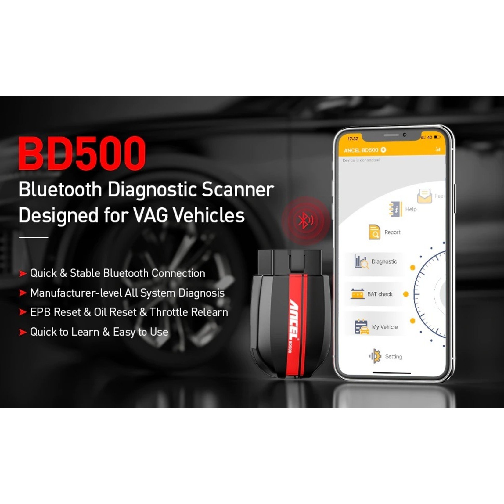 Ancel ANCEL BD500 OBD2 Scanner Bluetooth IOS Android Auto Intelligent Diagnostisch Apparaat EPB IMMO SAS Reset OBD2 Scanner Auto Codelezer