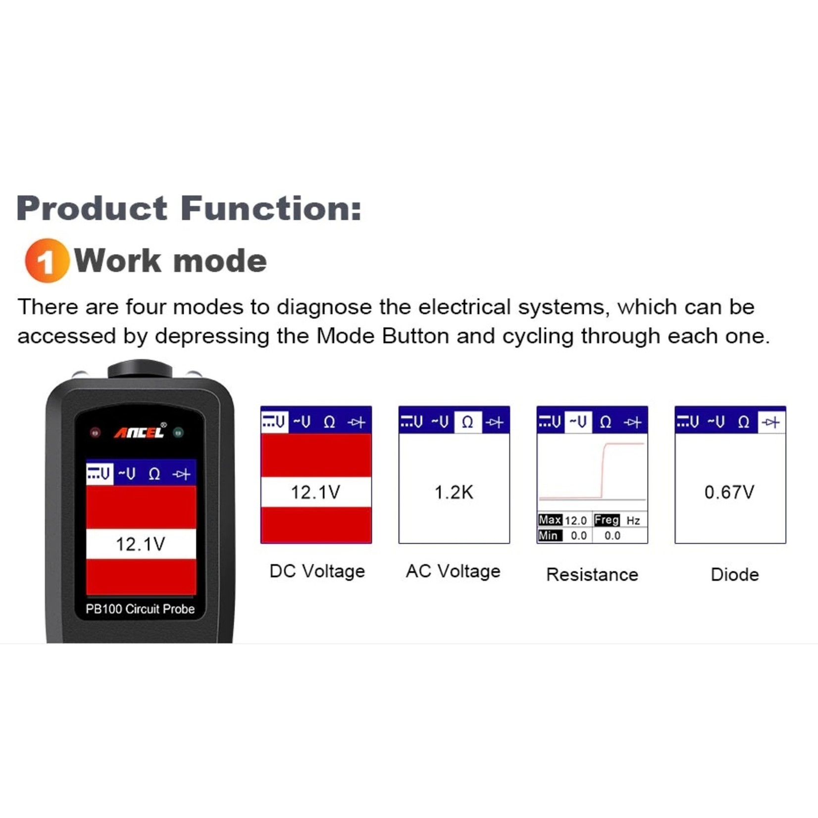 Ancel Ancel PB100 Automotive Circuit Tester Power Circuit Probe Kit Elektrisch Systeem Diagnostisch Tool 12V 24V Voltage Power scanner