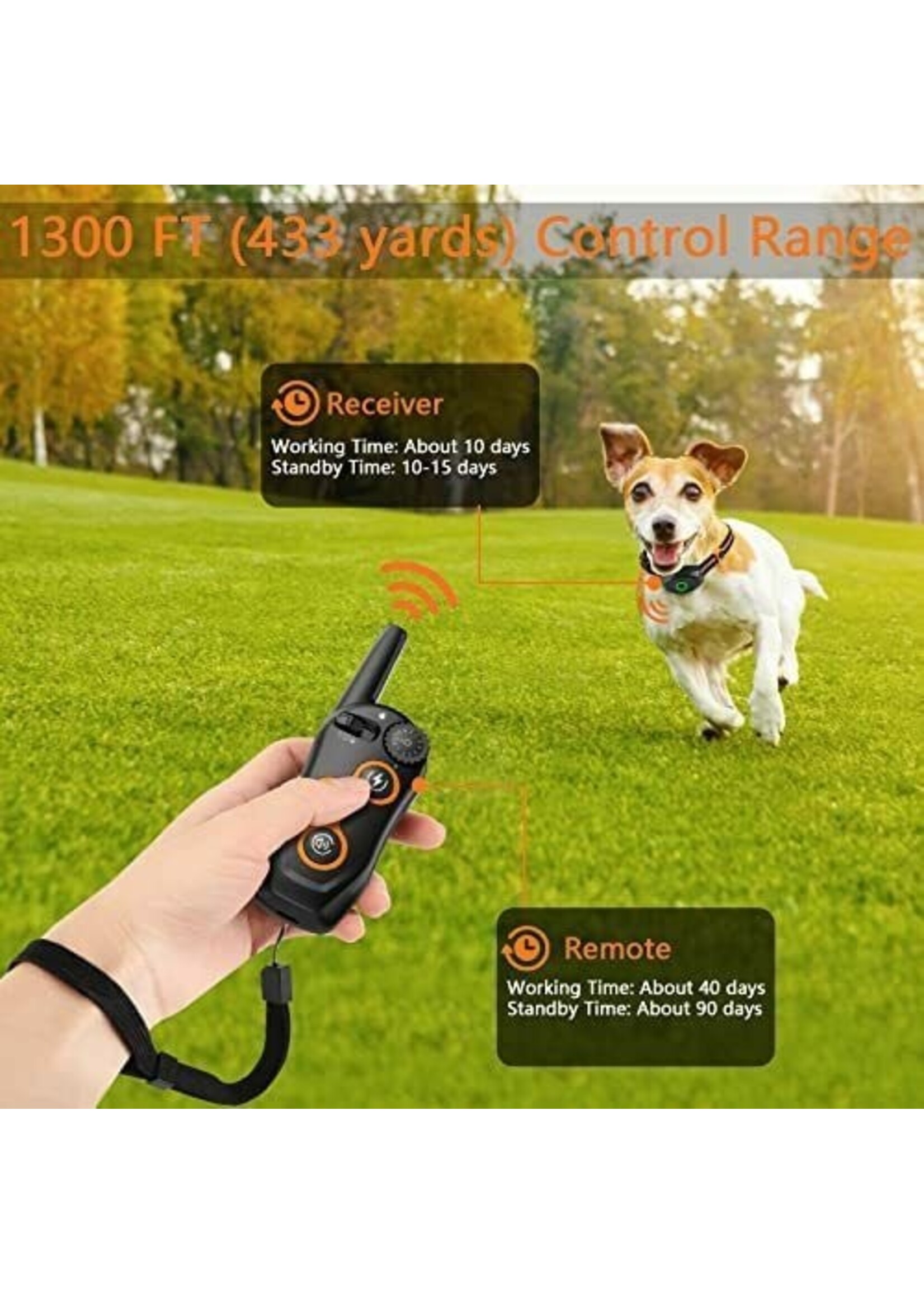 Hondentrainingshalsband, IPX7 waterdichte hondenschokhalsband met afstandsbereik 300M, 3 trainingsmodi, pieptoon, schok, trillingen, oplaadbare elektrische schokhalsband voor kleine middelgrote grote honden VOOR 1 HOND