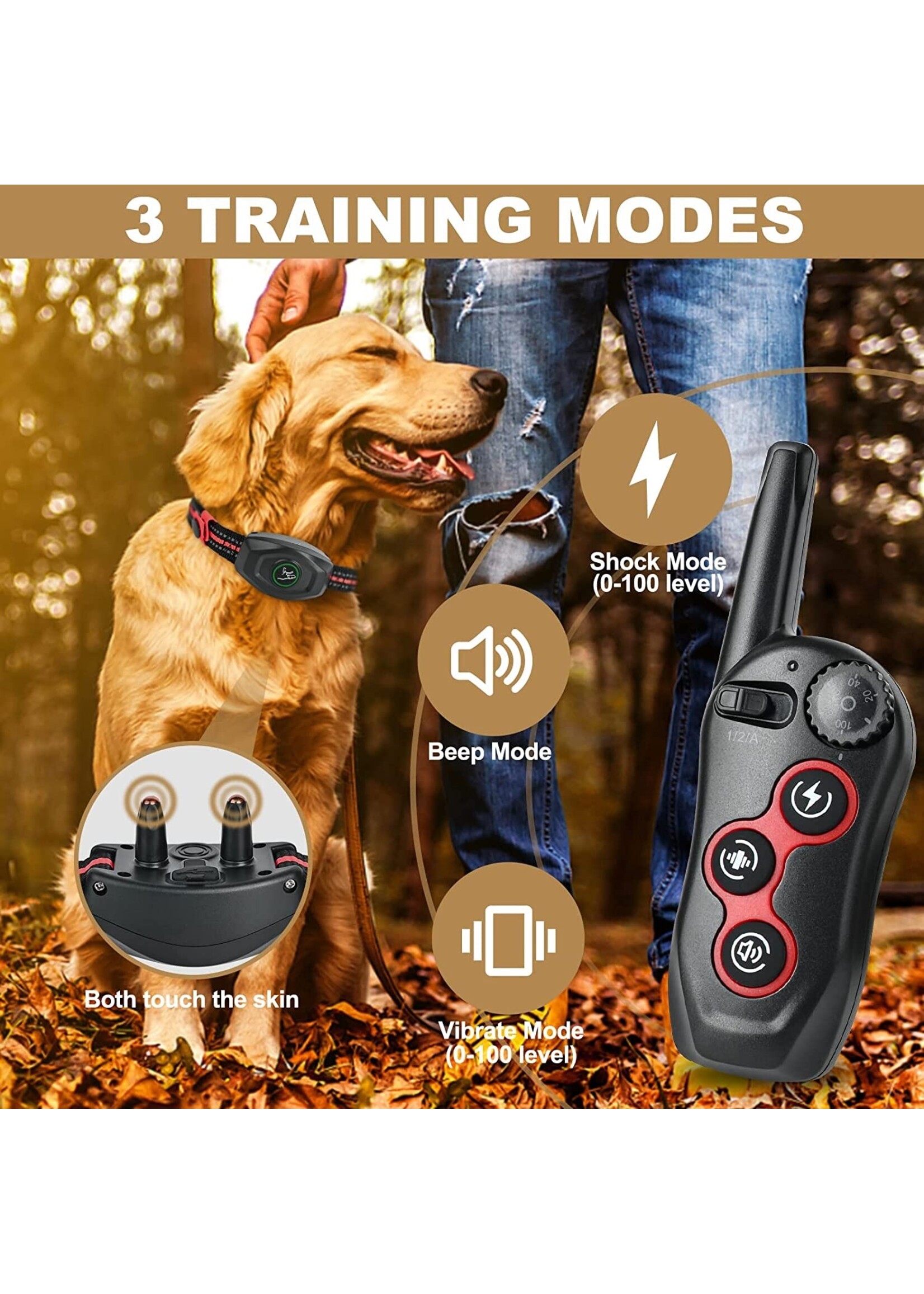 Dobe DOBE Hondentrainingshalsband - 2-in-1 oplaadbare externe hondenschok Automatische anti-blafhalsband met 3 trainingsmodi, pieptoon, trillingen, schokken 100% waterdicht, bereik tot 300 meter voor kleine, middelgrote en grote honden VOOR 2 HONDEN