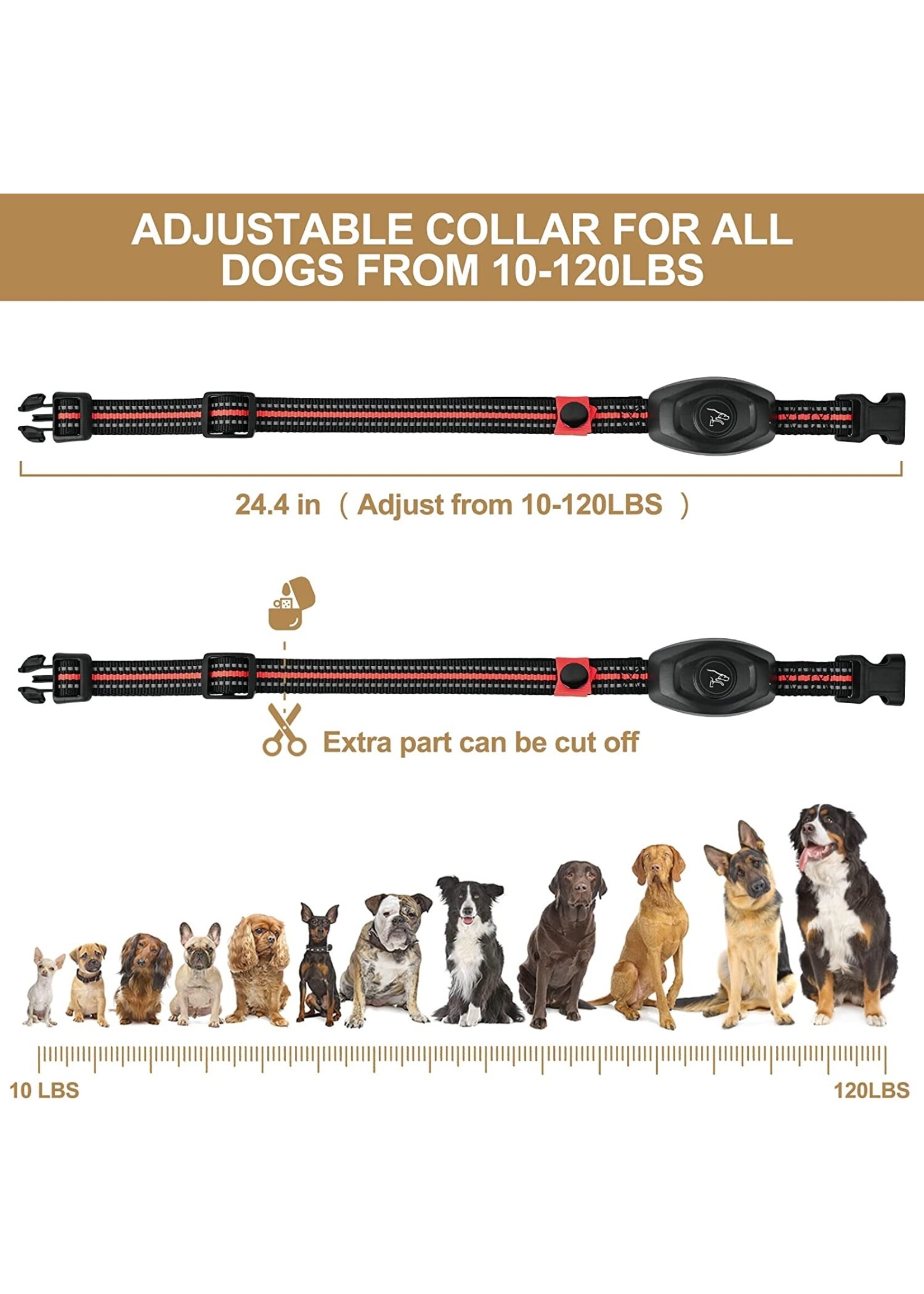Dobe DOBE Hondentrainingshalsband - 2-in-1 oplaadbare externe hondenschok Automatische anti-blafhalsband met 3 trainingsmodi, pieptoon, trillingen, schokken 100% waterdicht, bereik tot 300 meter voor kleine, middelgrote en grote honden VOOR 2 HONDEN