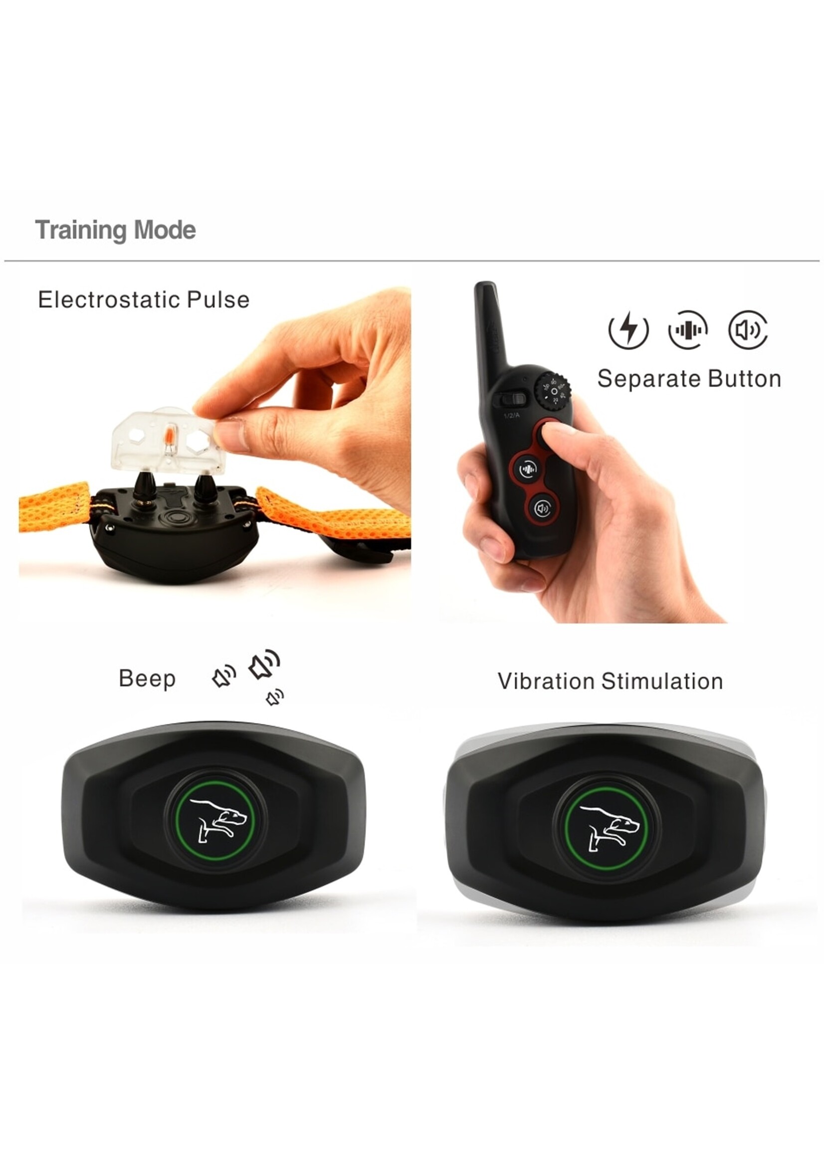 Dobe DOBE Hondentrainingshalsband - 2-in-1 oplaadbare externe hondenschok Automatische anti-blafhalsband met 3 trainingsmodi, pieptoon, trillingen, schokken 100% waterdicht, bereik tot 300 meter voor kleine, middelgrote en grote honden VOOR 1 HOND