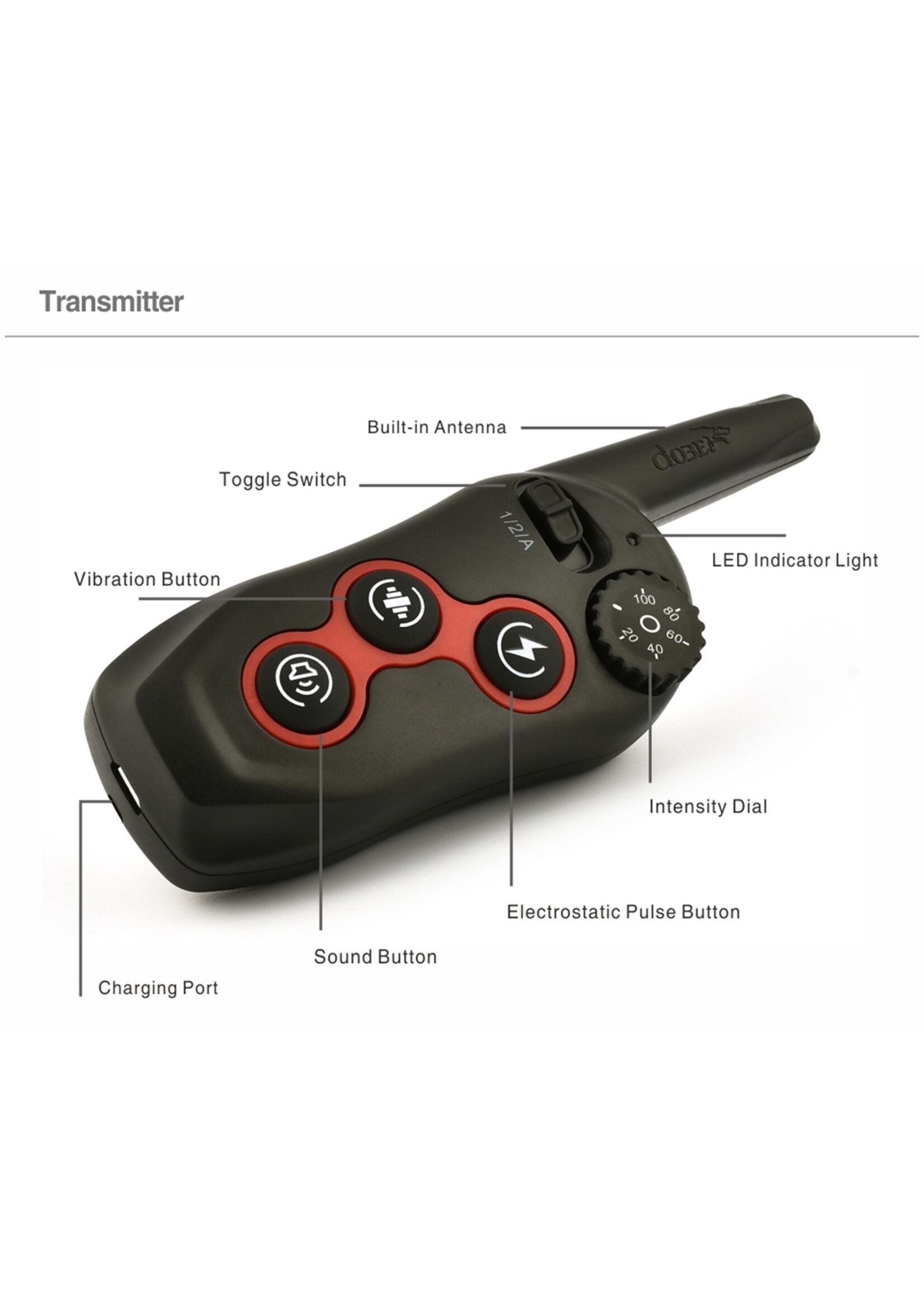 Dobe DOBE Hondentrainingshalsband - 2-in-1 oplaadbare externe hondenschok Automatische anti-blafhalsband met 3 trainingsmodi, pieptoon, trillingen, schokken 100% waterdicht, bereik tot 300 meter voor kleine, middelgrote en grote honden VOOR 1 HOND