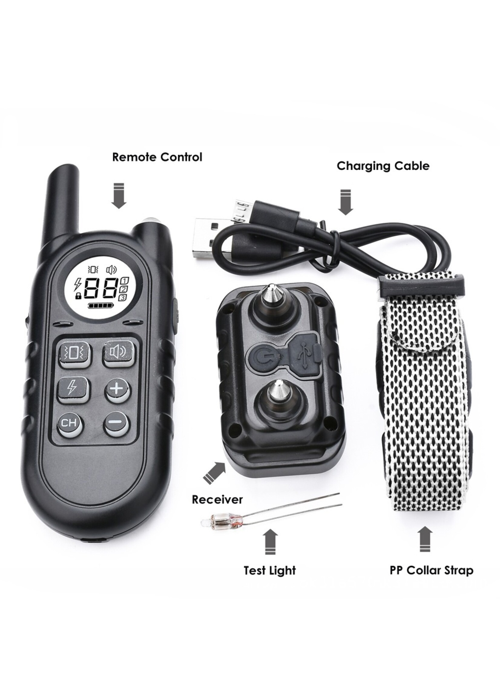 Honden Trainingshalsband waterdicht, met afstandsbediening, blafcontrole voor 1/2 honden