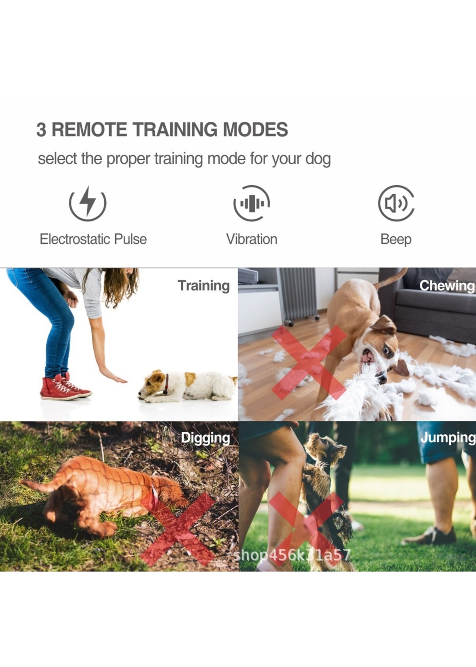 Honden Trainingshalsband waterdicht, met afstandsbediening, blafcontrole voor 1/2 honden