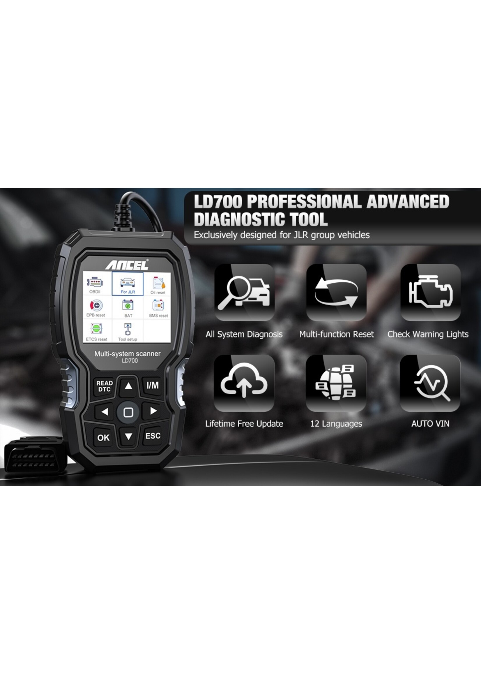Ancel Ancel LD700 OBD2 Scanner voor Land Rover en Jaguar. OBDII Code scanner Diagnostic Scan Tool Check Engine ABS TPMS olie Reset