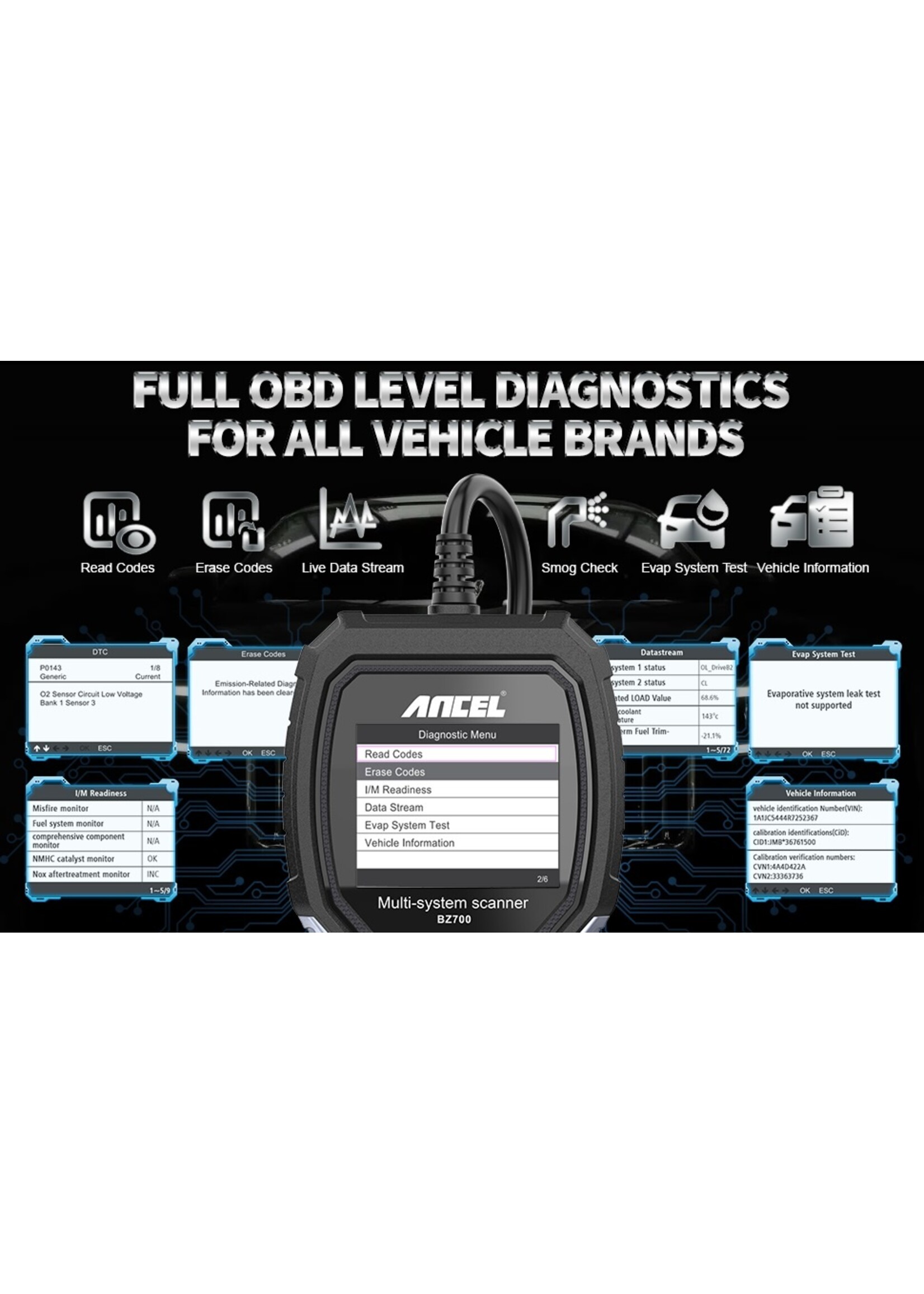 Ancel Ancel Bz700 Obd2 Scanner Voor Mercedes Benz.  All Systeem Abs Srs Airbag Sas Tpms Reset Auto Diagnostisch Gereedschap Motor OBD Code Lezer