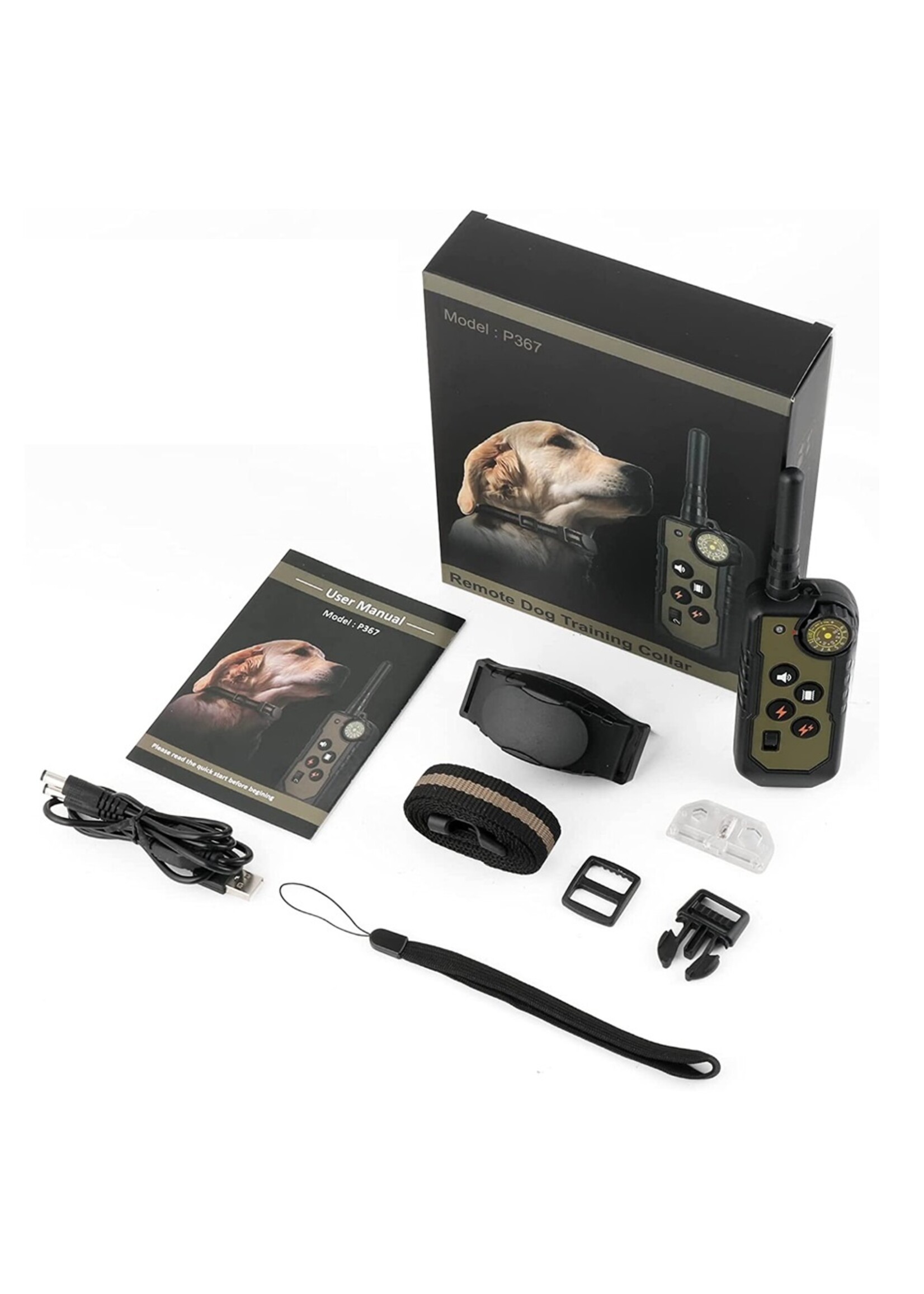 Elektrische hondentrainingshalsband Waterdichte oplaadbare afstandsbediening Hondenblafcontrole met LCD-display voor honden