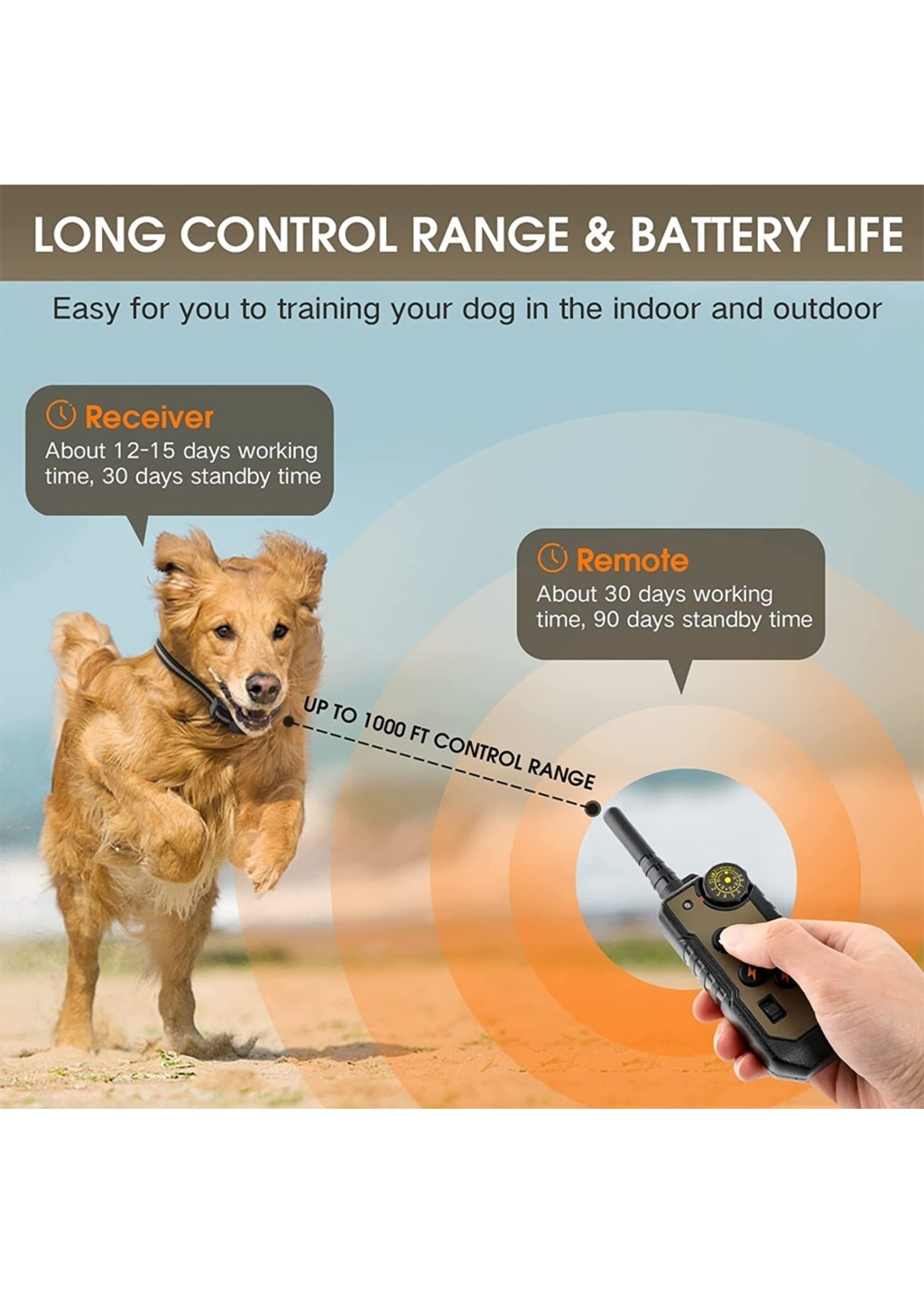 Elektrische hondentrainingshalsband Waterdichte oplaadbare afstandsbediening Hondenblafcontrole met LCD-display voor honden